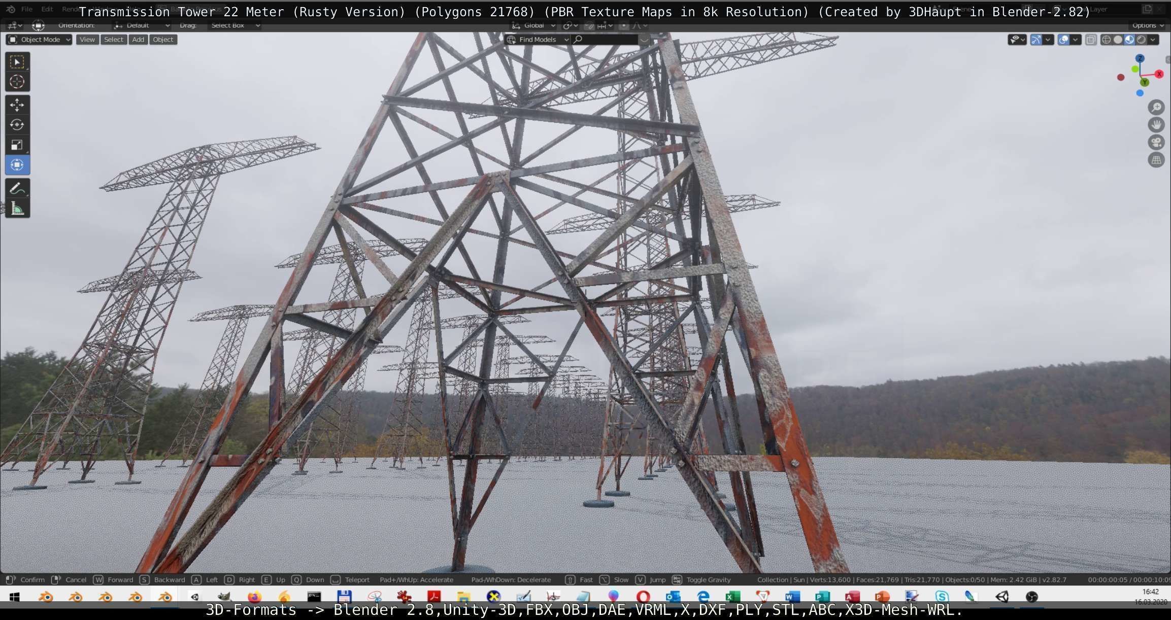 Transmission Tower 22 Meter Rusty Version Low-poly 3D model_21