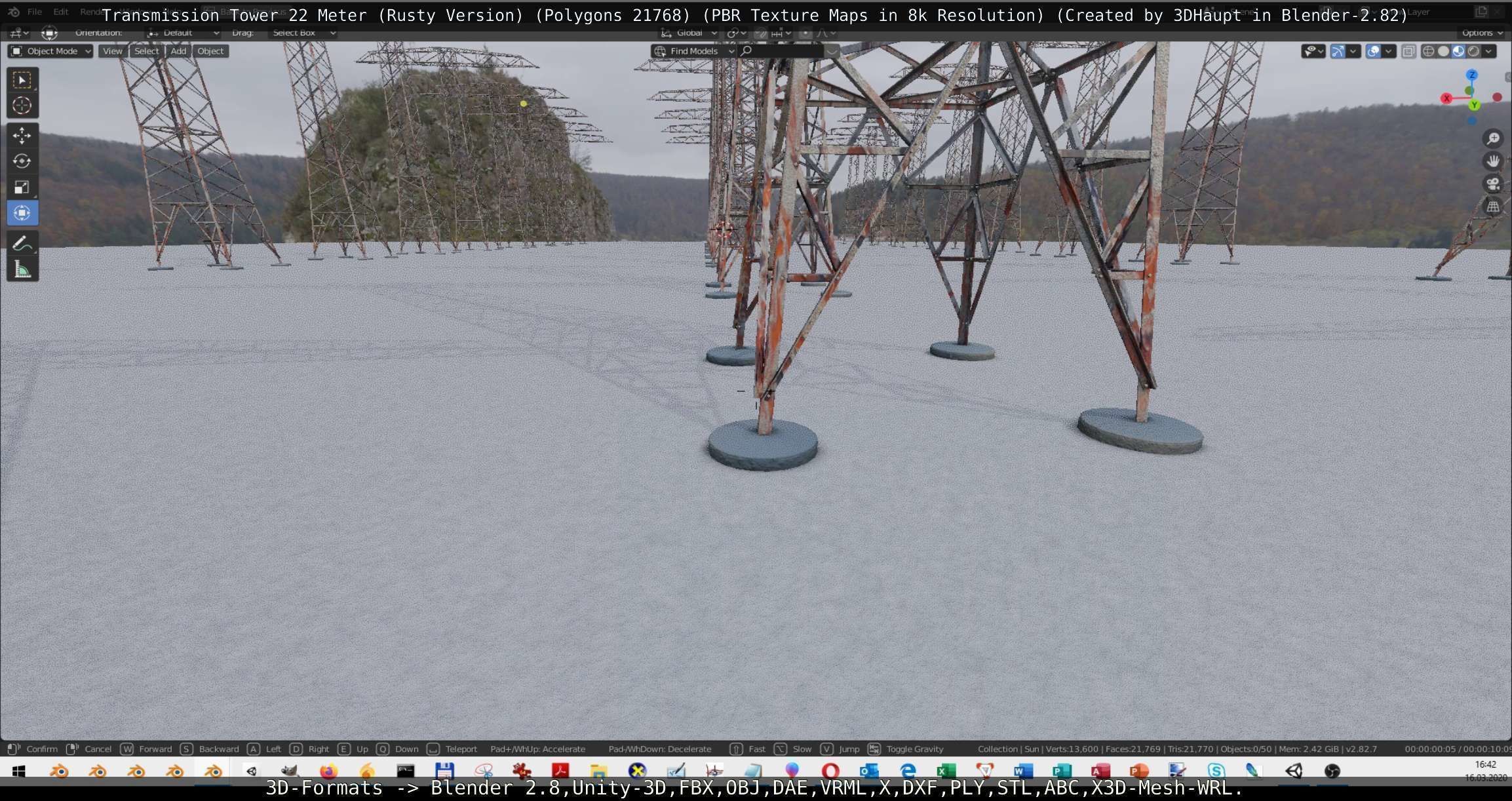 Transmission Tower 22 Meter Rusty Version Low-poly 3D model_69