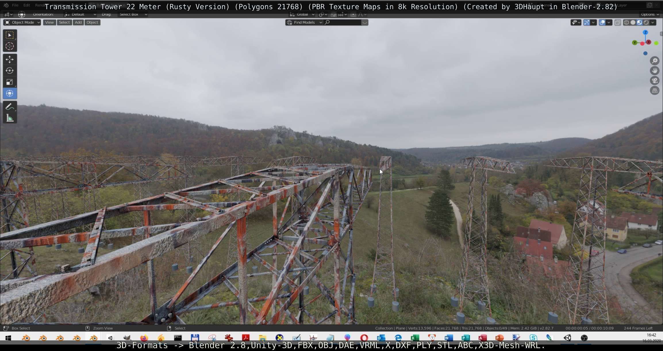 Transmission Tower 22 Meter Rusty Version Low-poly 3D model_140