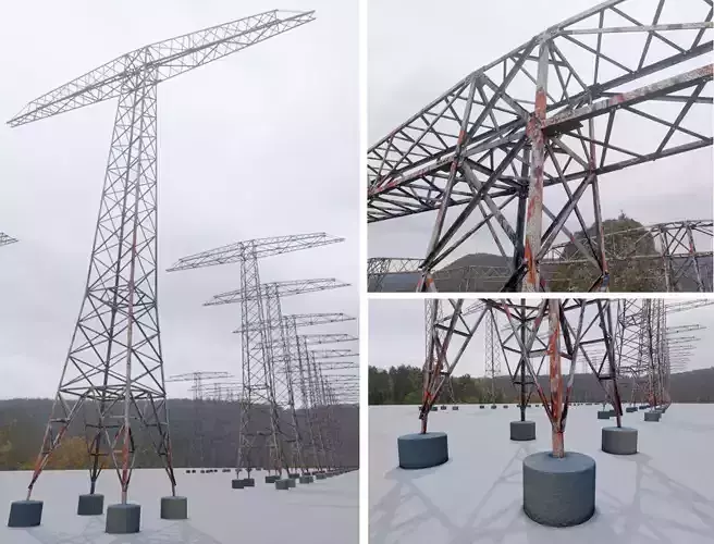 Transmission Tower 22 Meter Rusty Version Low-poly 3D model Transmission Tower 22 Meter Rusty Version Low-poly 3D model