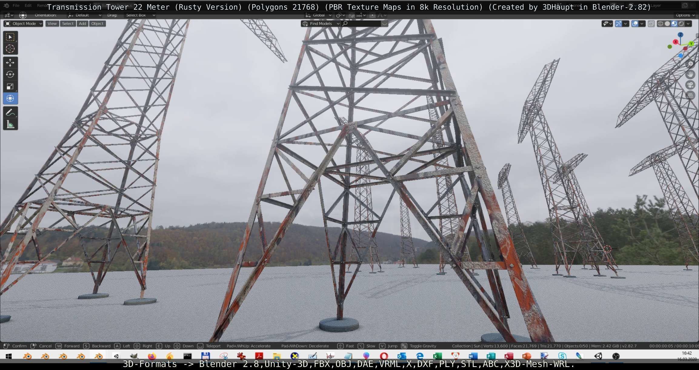 Transmission Tower 22 Meter Rusty Version Low-poly 3D model_48