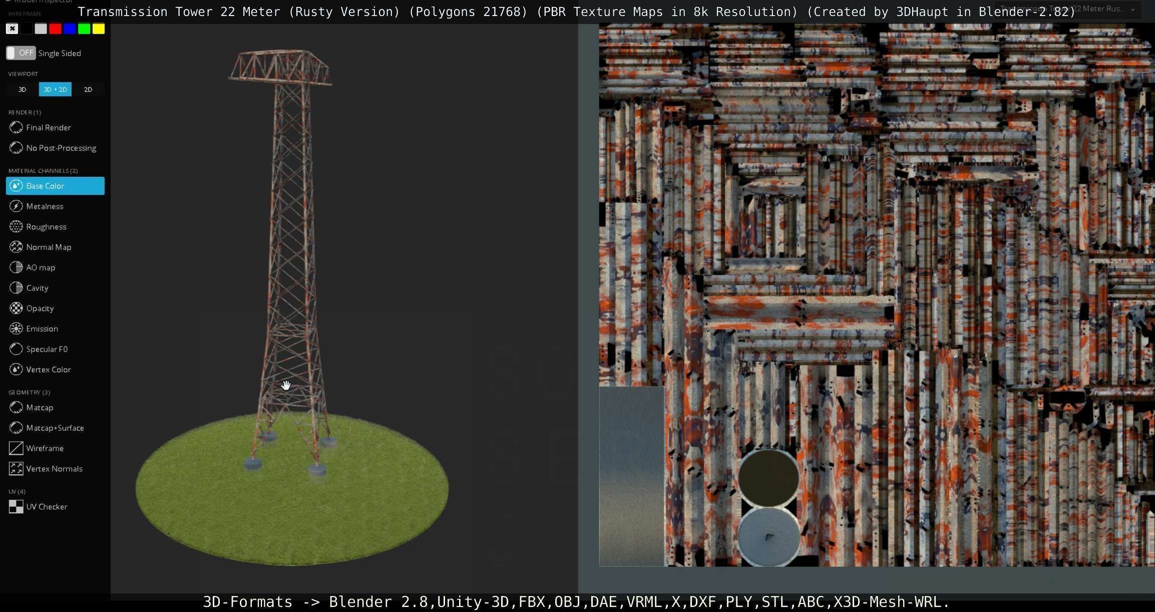 Transmission Tower 22 Meter Rusty Version Low-poly 3D model_115