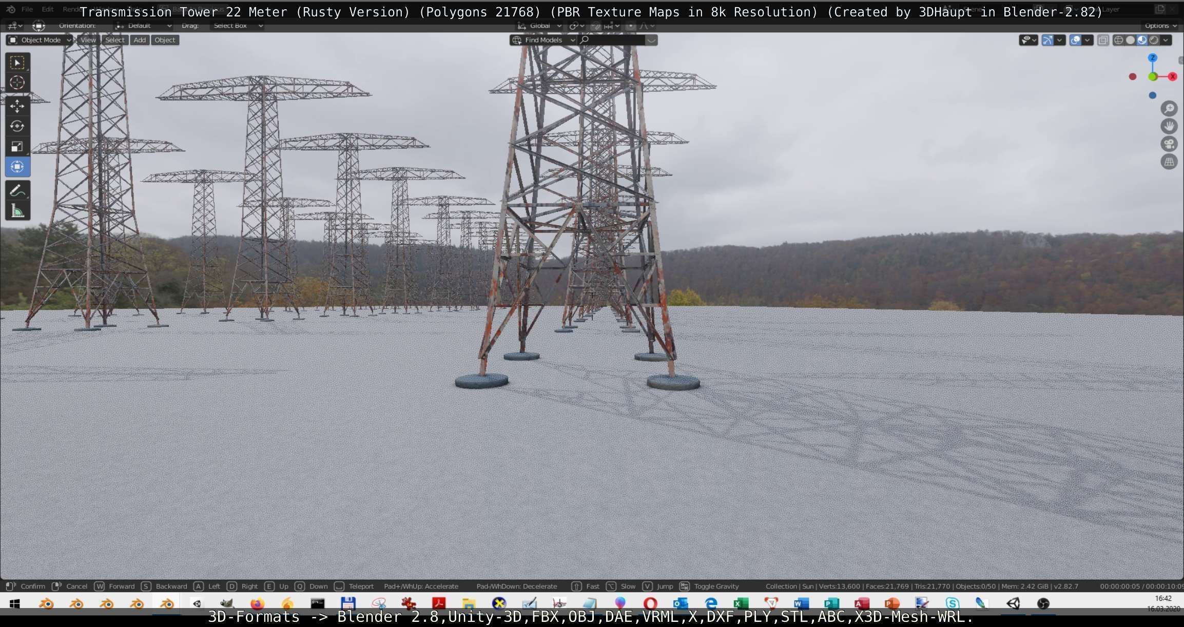 Transmission Tower 22 Meter Rusty Version Low-poly 3D model_58