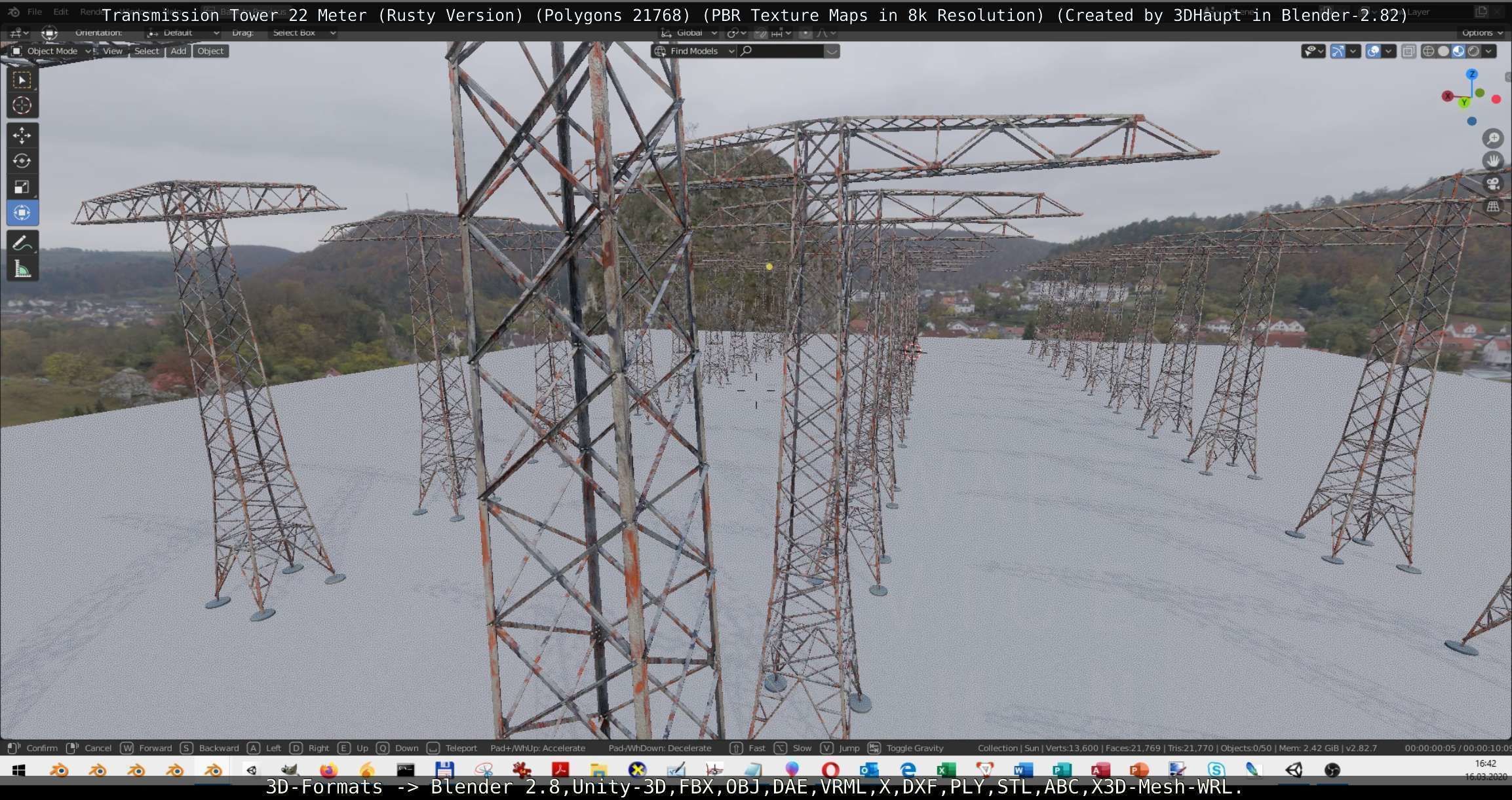Transmission Tower 22 Meter Rusty Version Low-poly 3D model_62