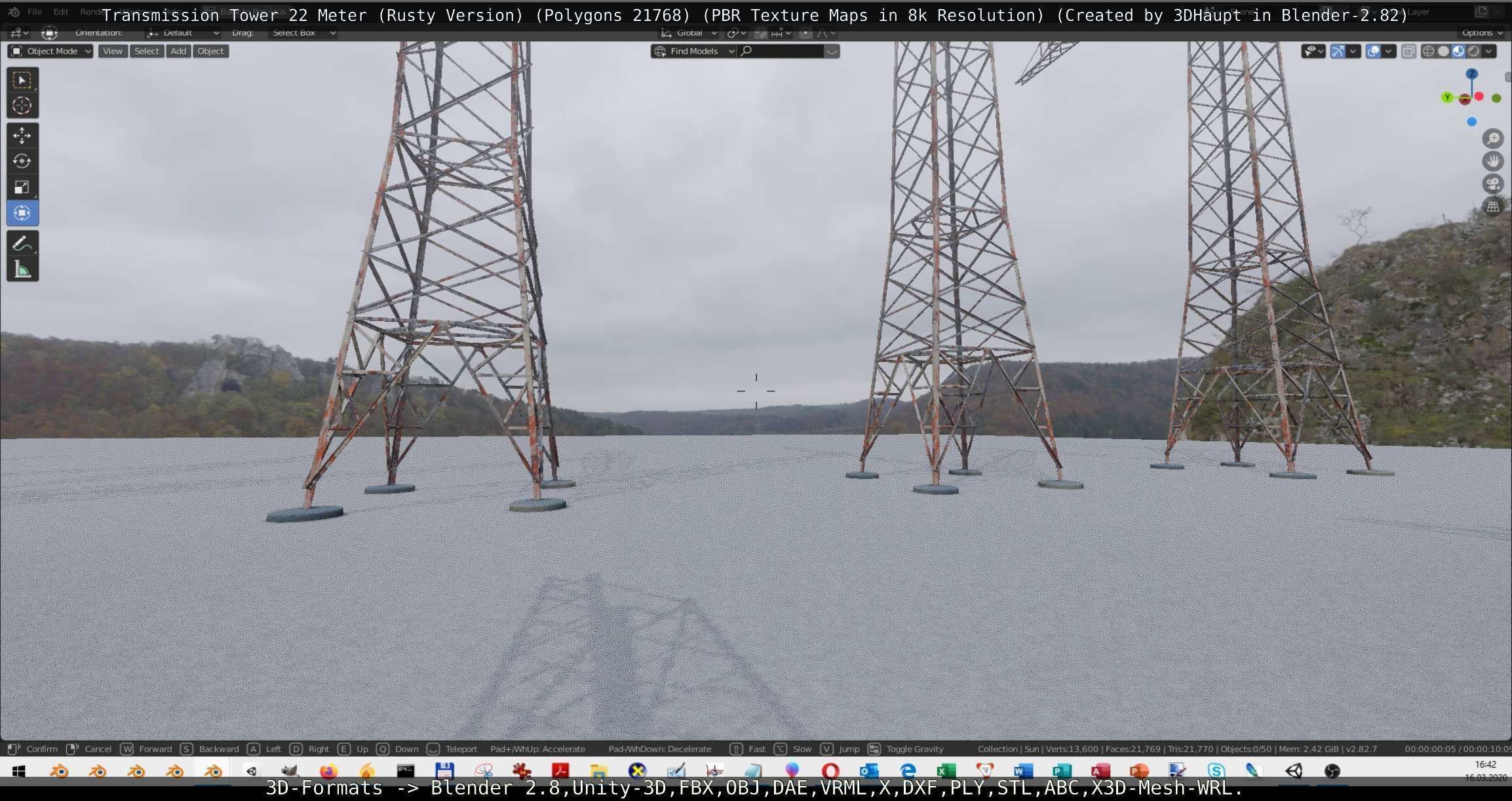 Transmission Tower 22 Meter Rusty Version Low-poly 3D model_52