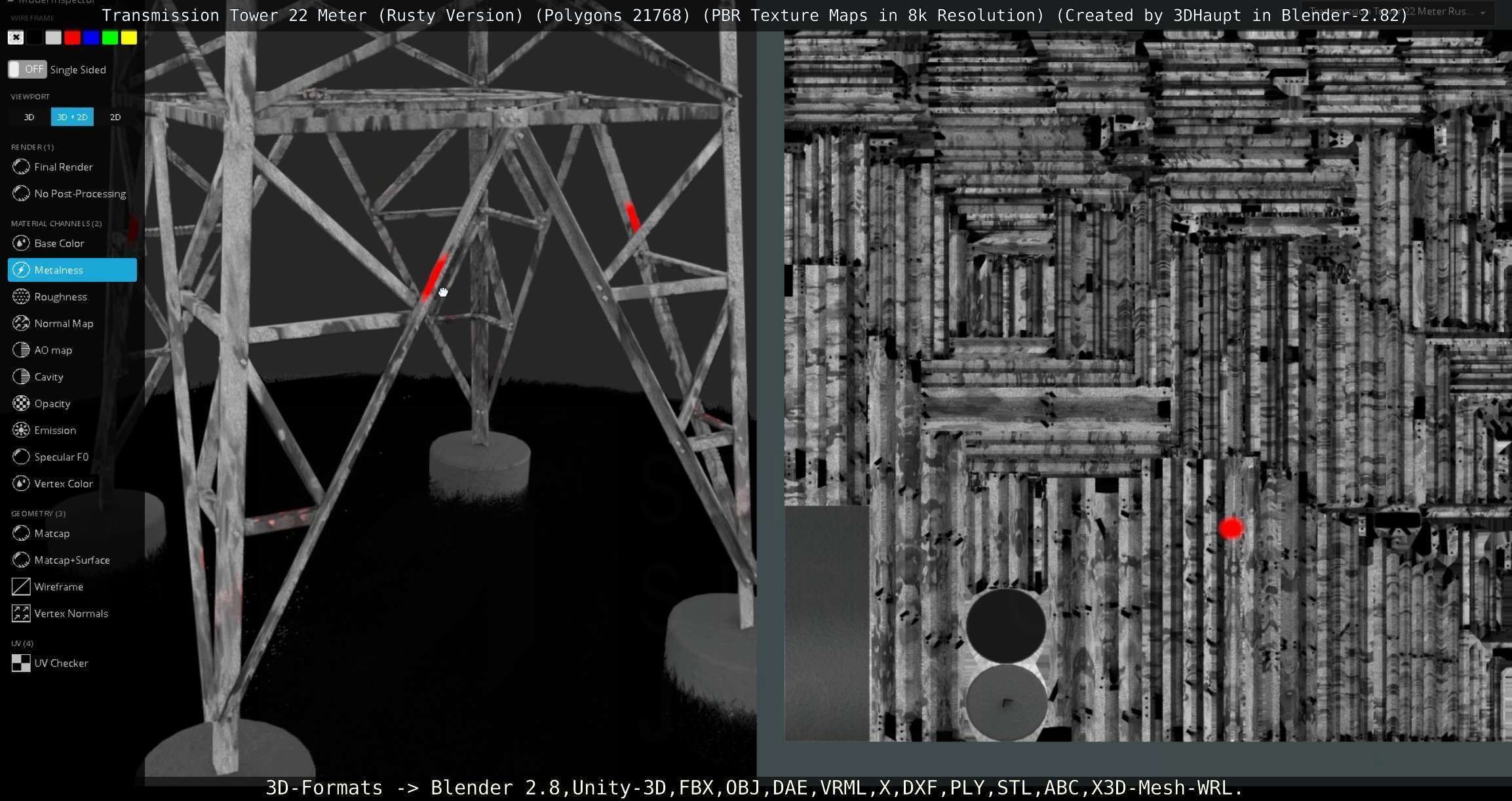 Transmission Tower 22 Meter Rusty Version Low-poly 3D model_124