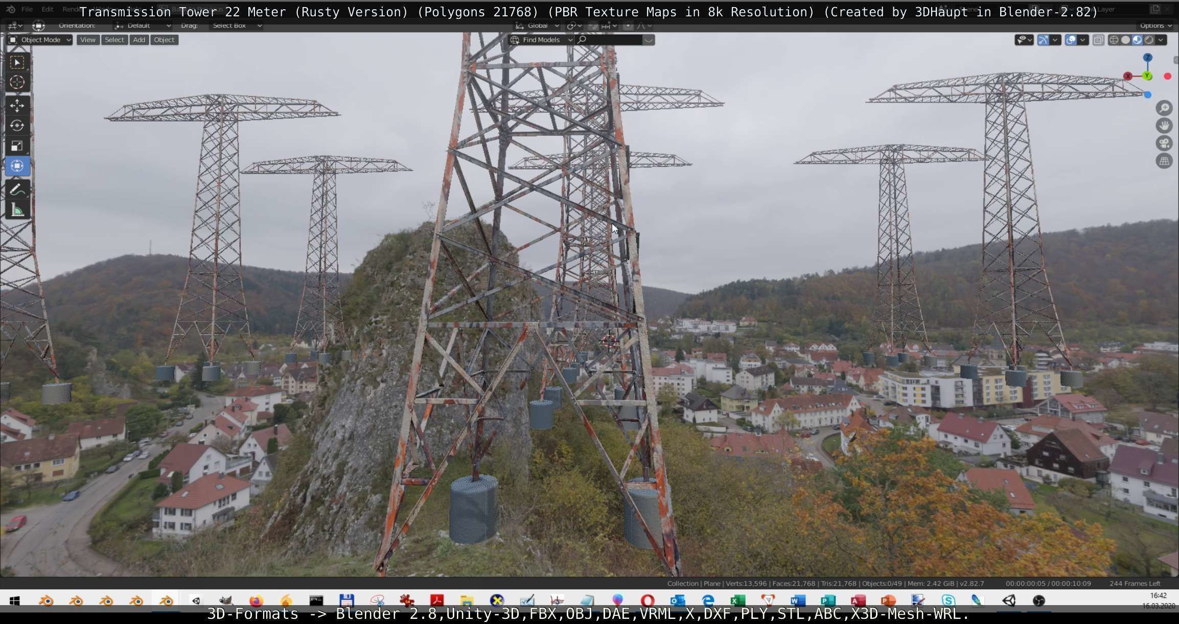 Transmission Tower 22 Meter Rusty Version Low-poly 3D model_68