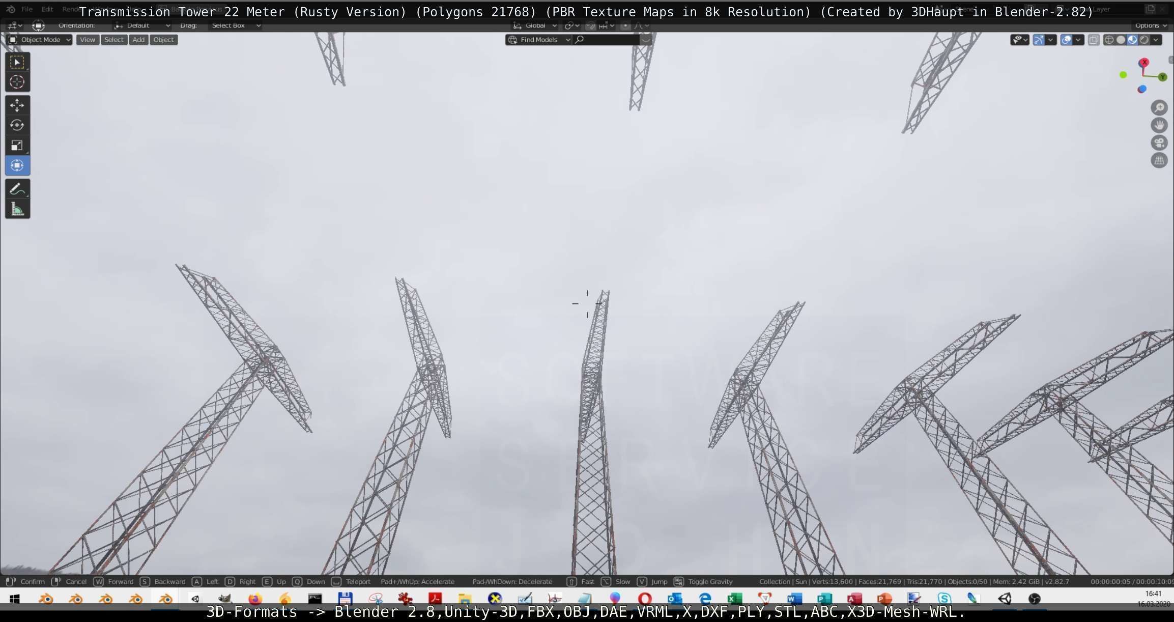 Transmission Tower 22 Meter Rusty Version Low-poly 3D model_10