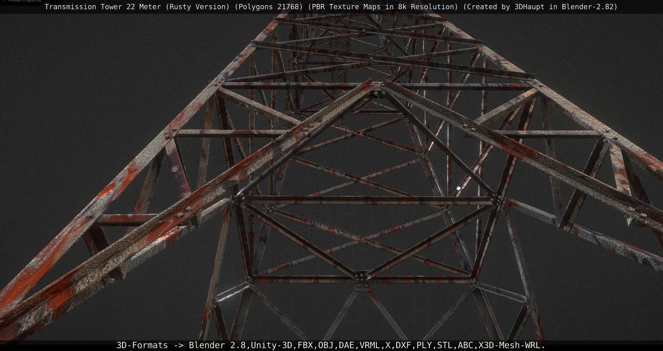 Transmission Tower 22 Meter Rusty Version Low-poly 3D model_40