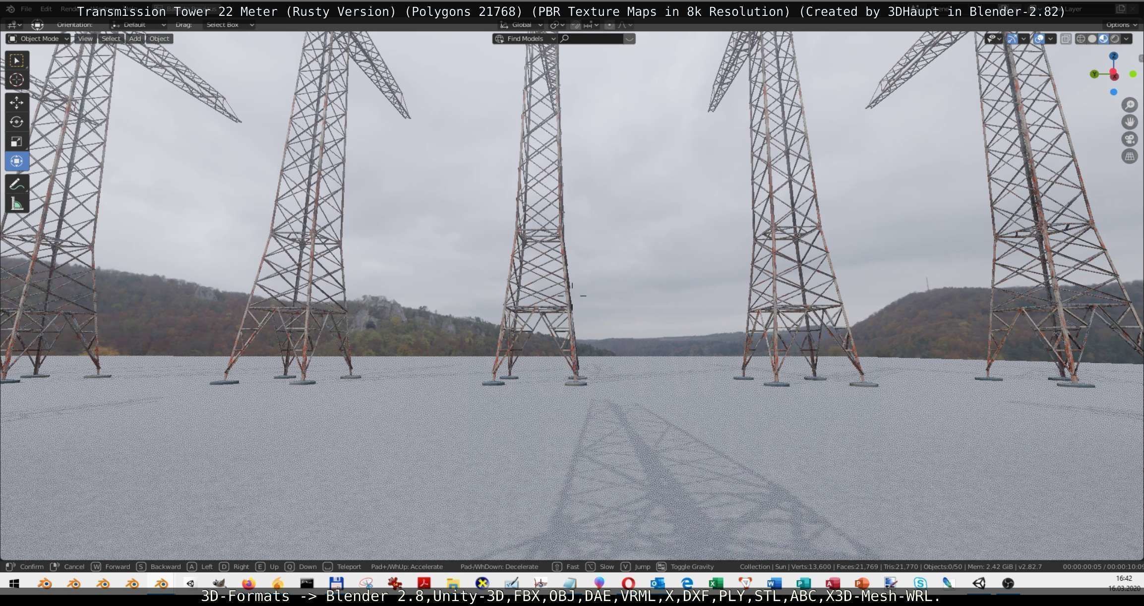 Transmission Tower 22 Meter Rusty Version Low-poly 3D model_46