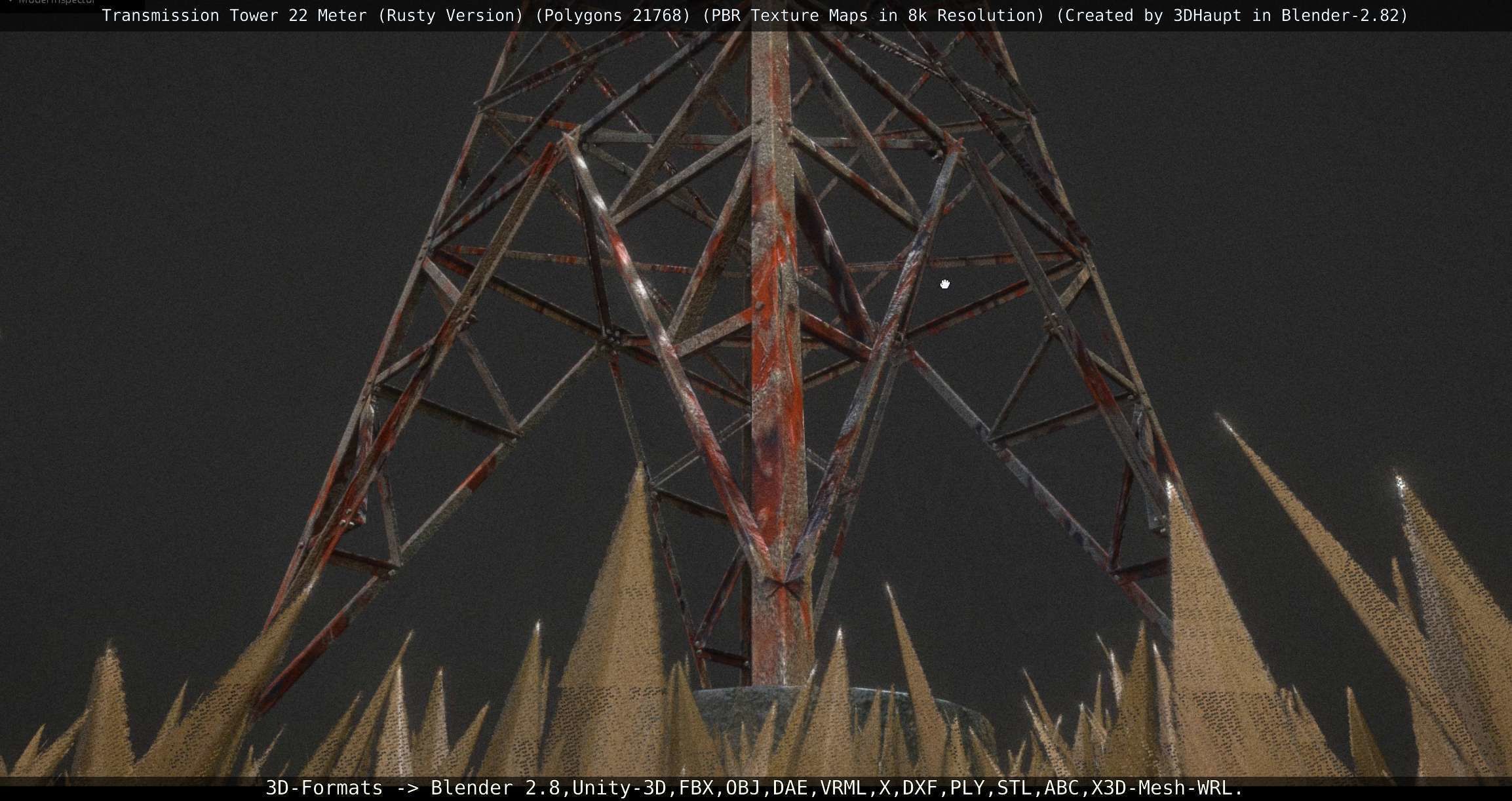 Transmission Tower 22 Meter Rusty Version Low-poly 3D model_37