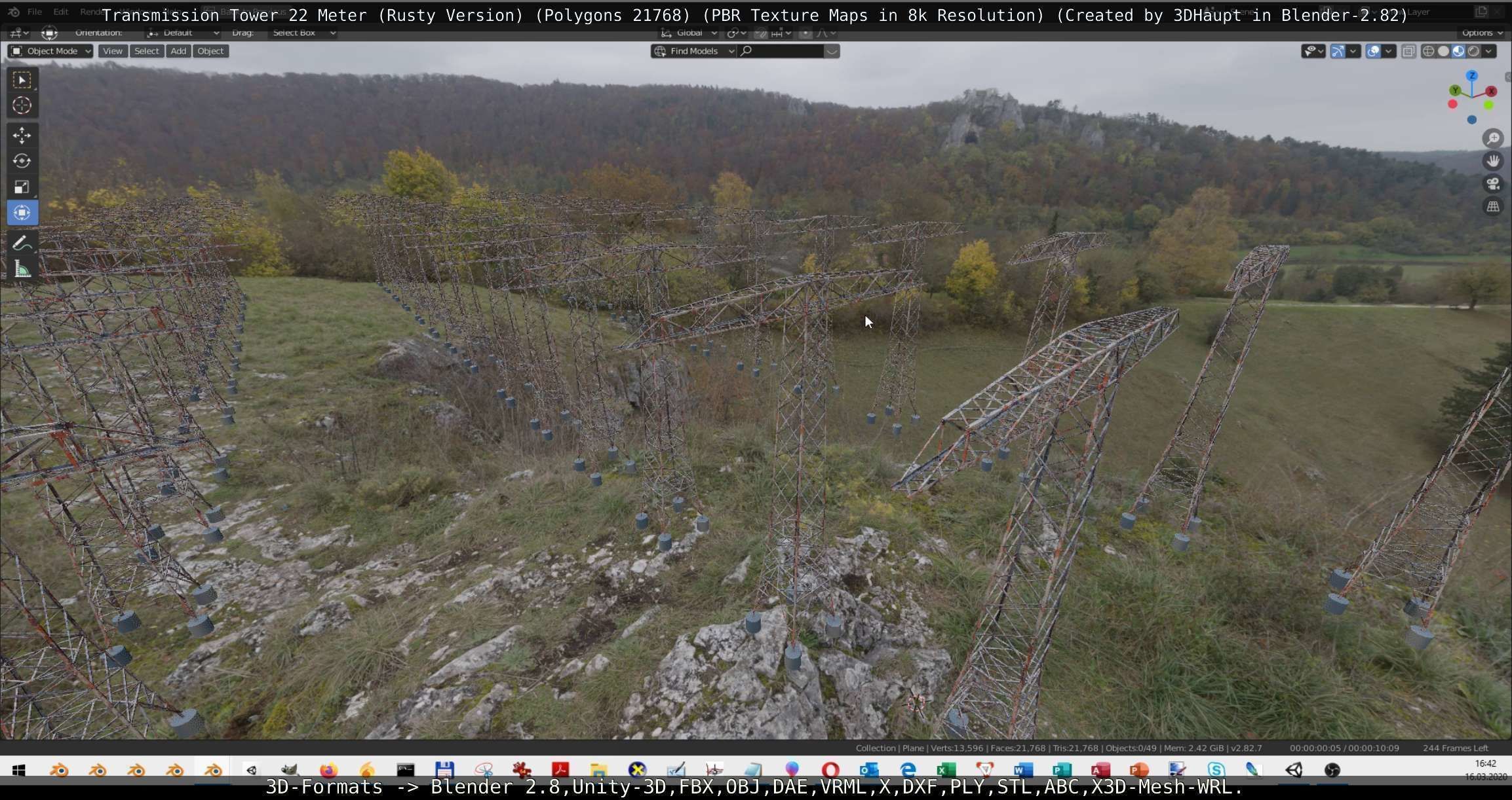 Transmission Tower 22 Meter Rusty Version Low-poly 3D model_144