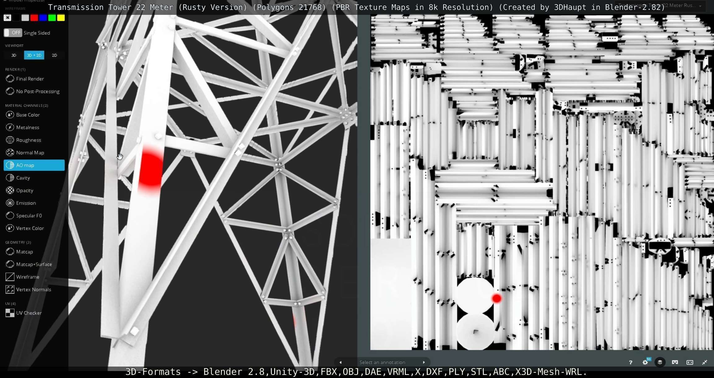 Transmission Tower 22 Meter Rusty Version Low-poly 3D model_133