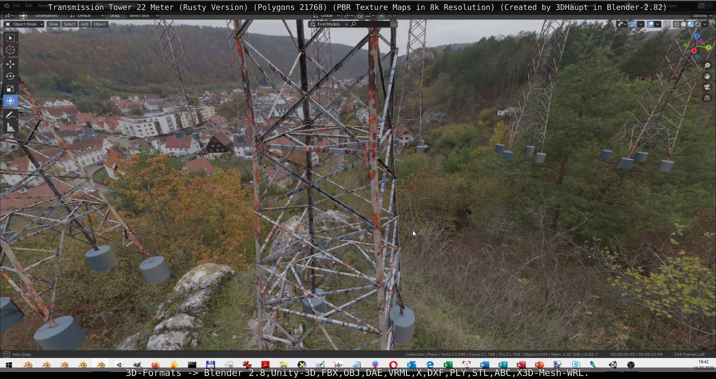 Transmission Tower 22 Meter Rusty Version Low-poly 3D model_38