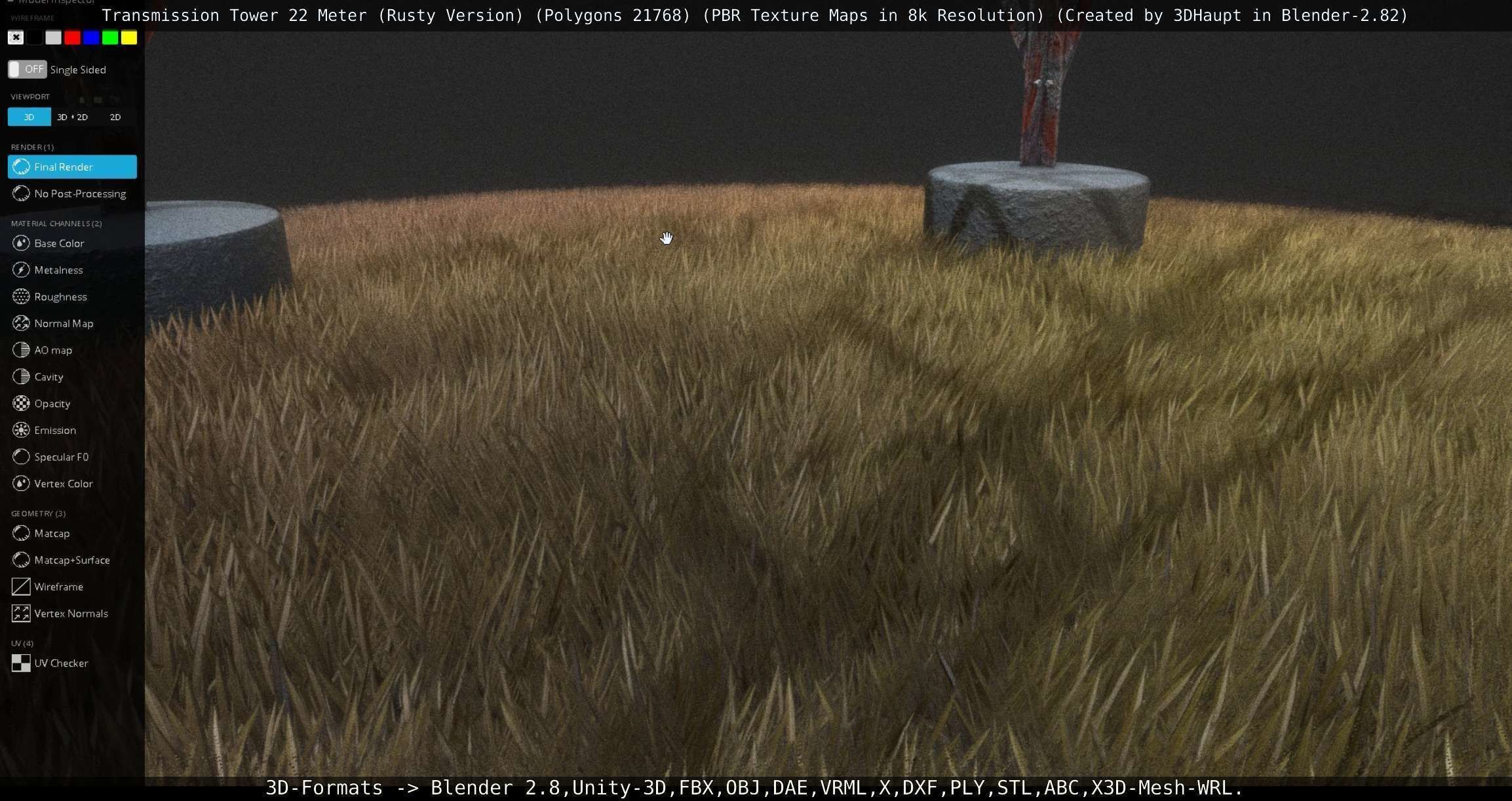 Transmission Tower 22 Meter Rusty Version Low-poly 3D model_138