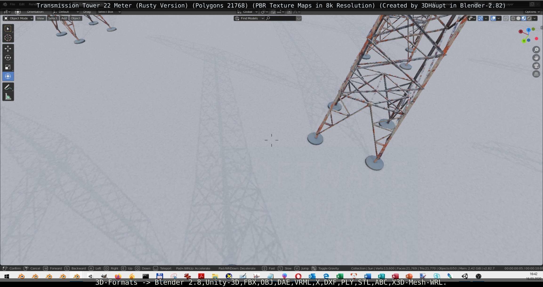 Transmission Tower 22 Meter Rusty Version Low-poly 3D model_66