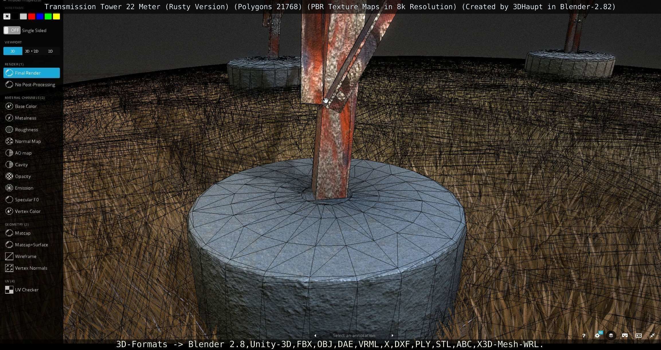 Transmission Tower 22 Meter Rusty Version Low-poly 3D model_137