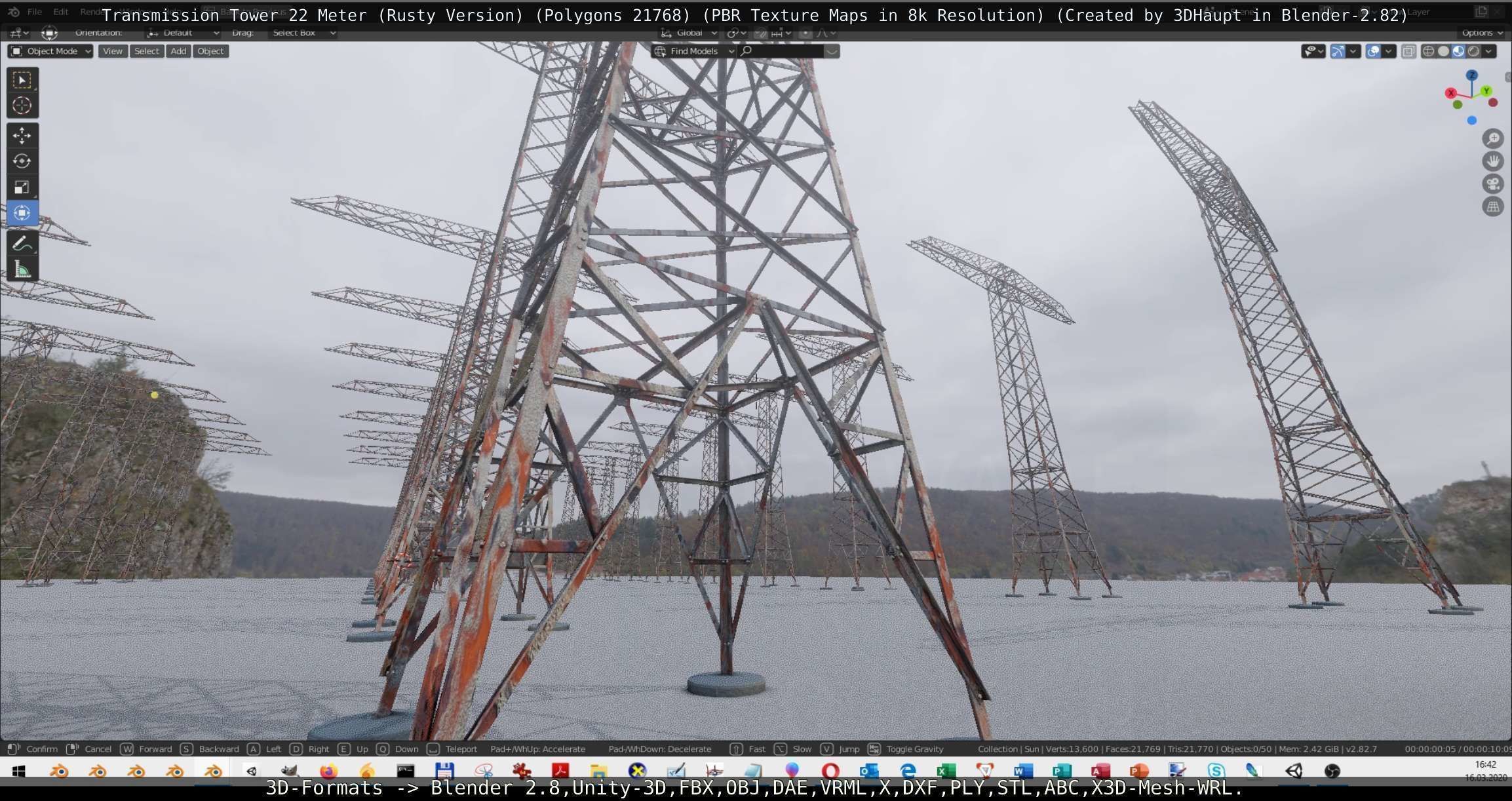 Transmission Tower 22 Meter Rusty Version Low-poly 3D model_70