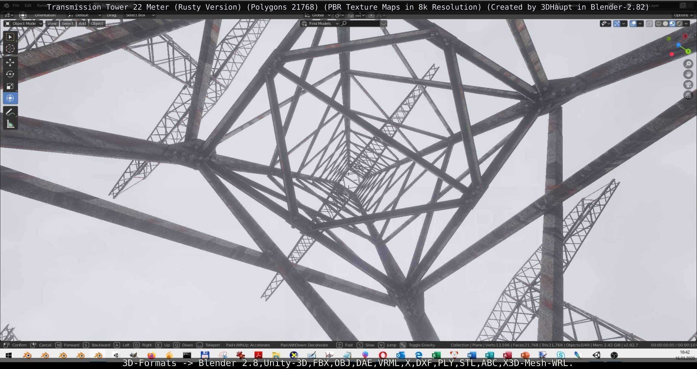 Transmission Tower 22 Meter Rusty Version Low-poly 3D model_117