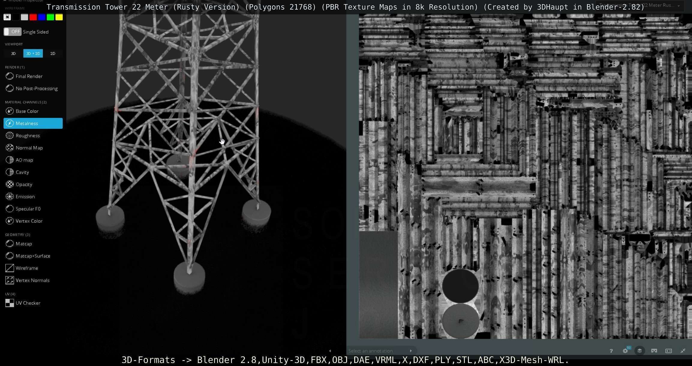 Transmission Tower 22 Meter Rusty Version Low-poly 3D model_30
