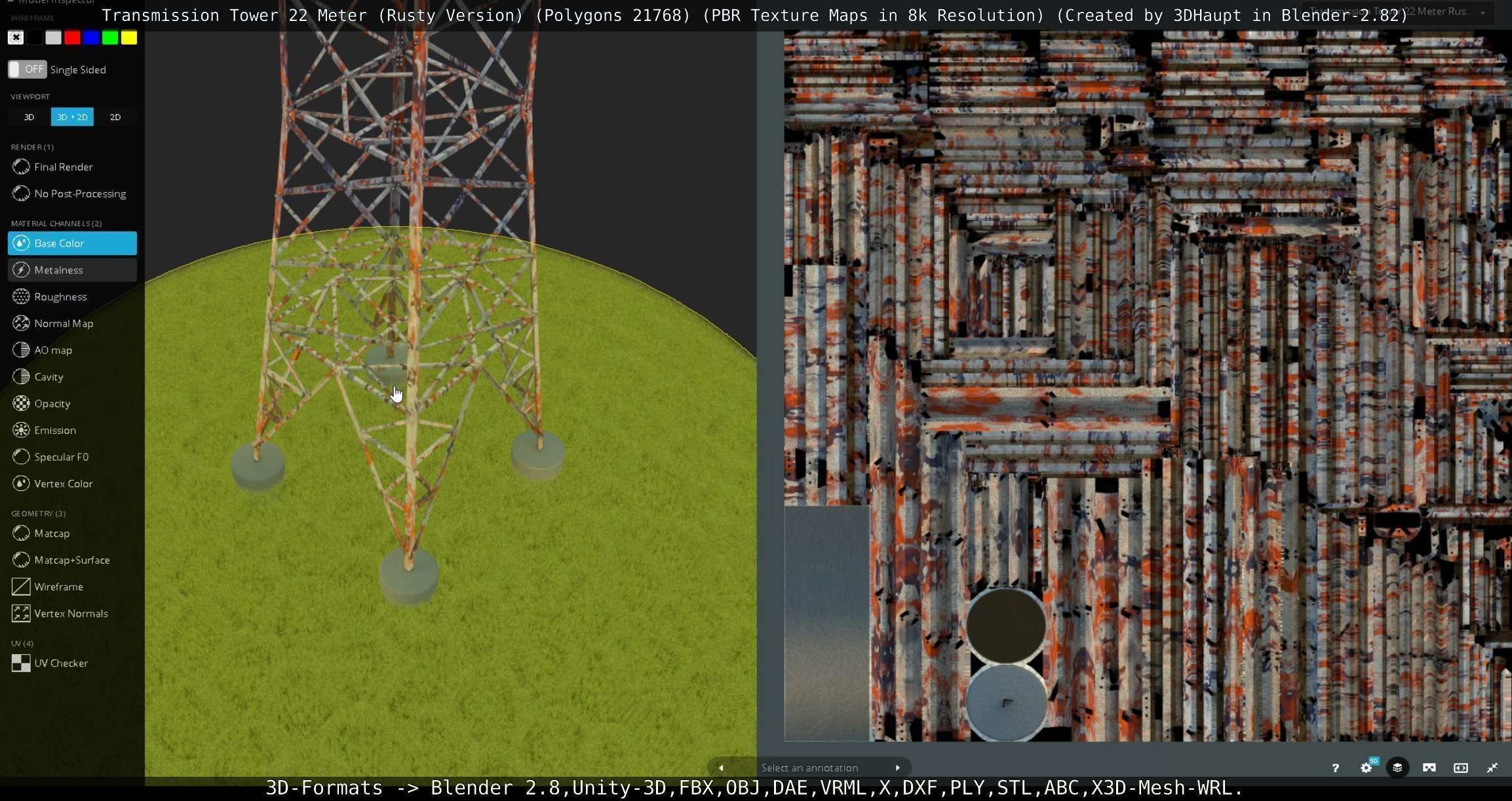Transmission Tower 22 Meter Rusty Version Low-poly 3D model_123