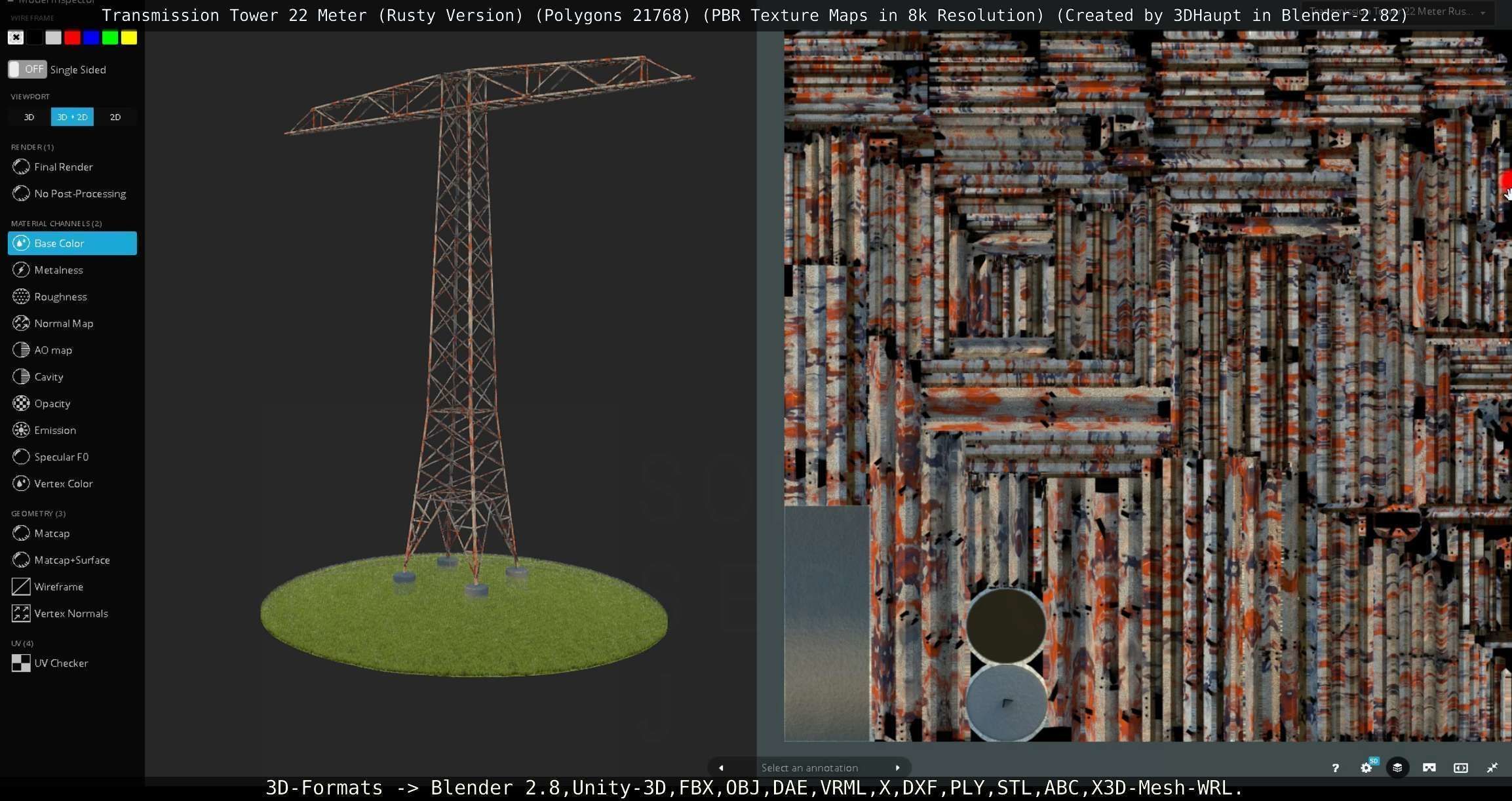 Transmission Tower 22 Meter Rusty Version Low-poly 3D model_27