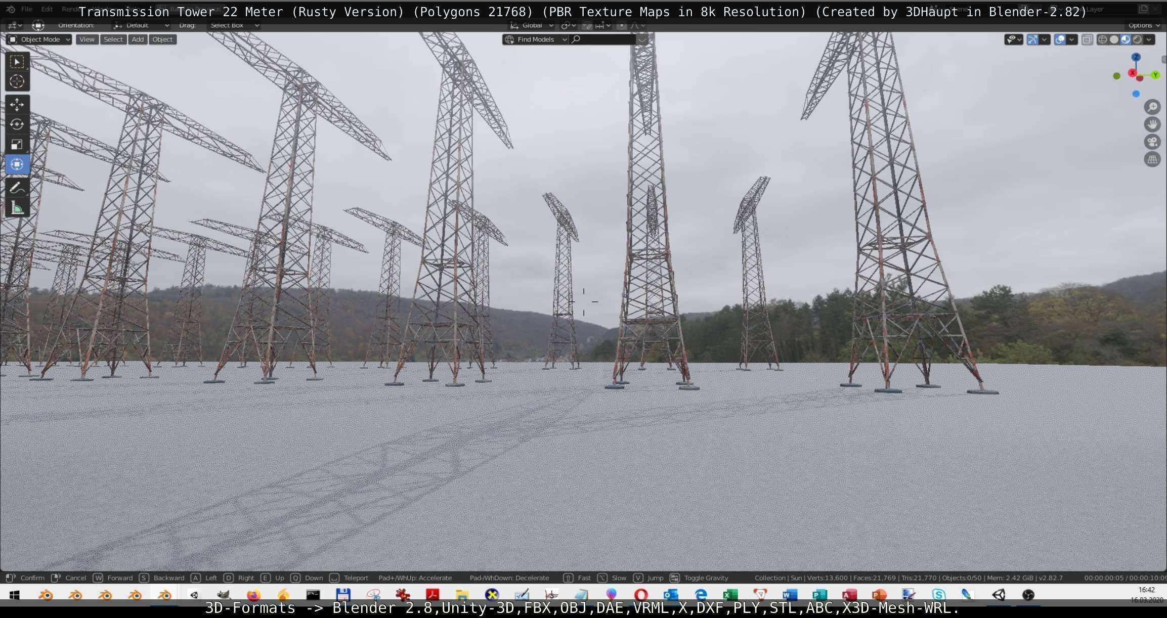 Transmission Tower 22 Meter Rusty Version Low-poly 3D model_61