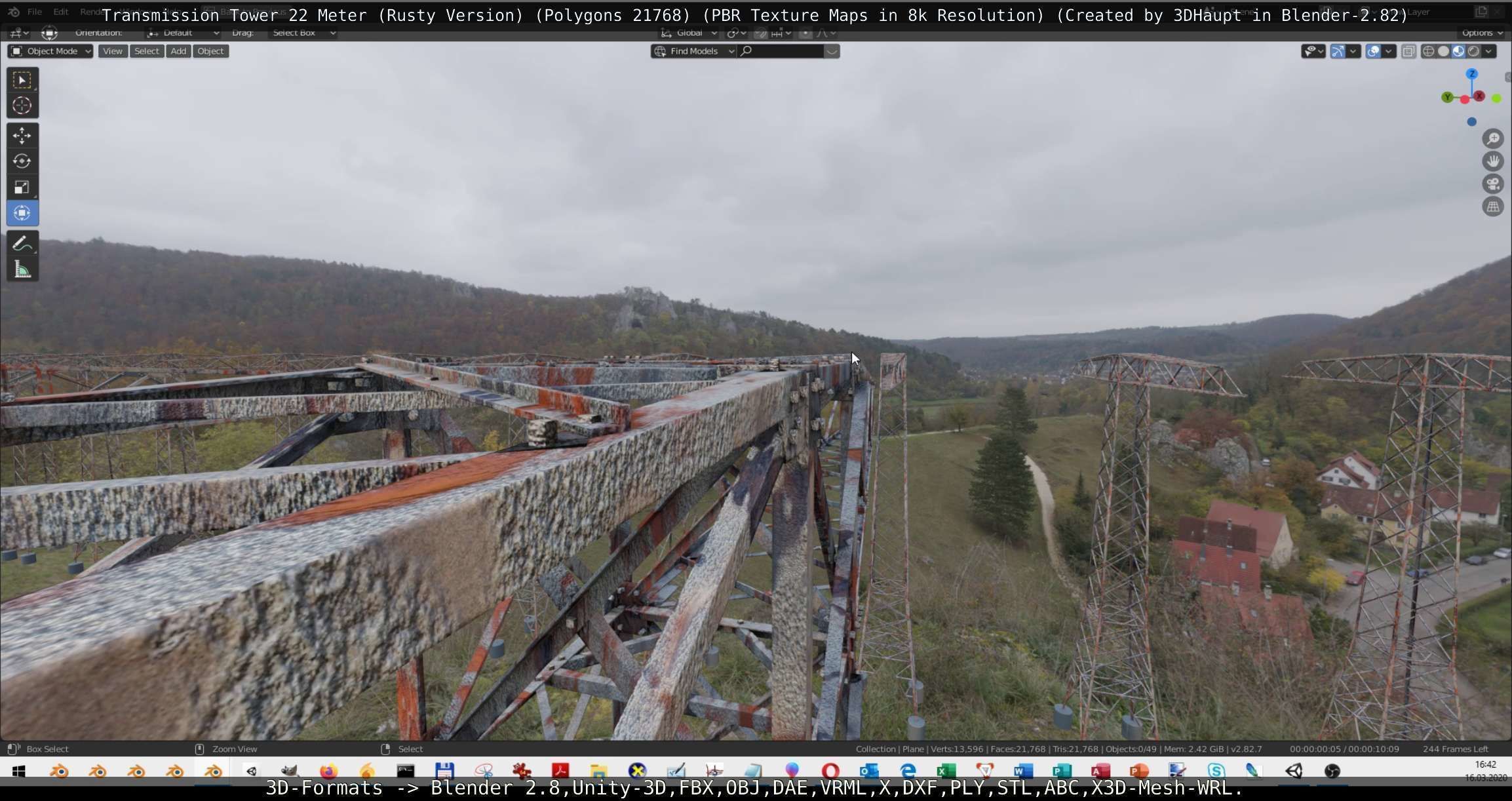 Transmission Tower 22 Meter Rusty Version Low-poly 3D model_141