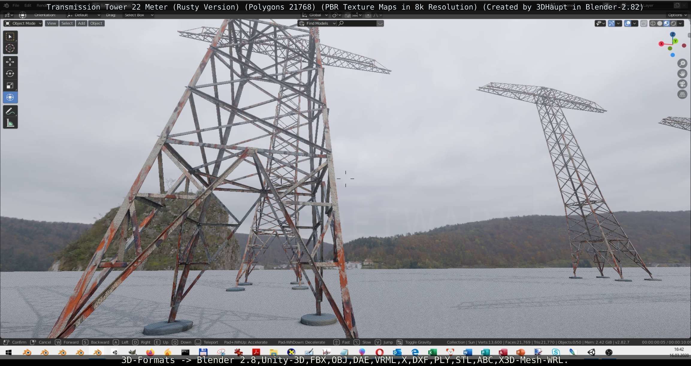 Transmission Tower 22 Meter Rusty Version Low-poly 3D model_8