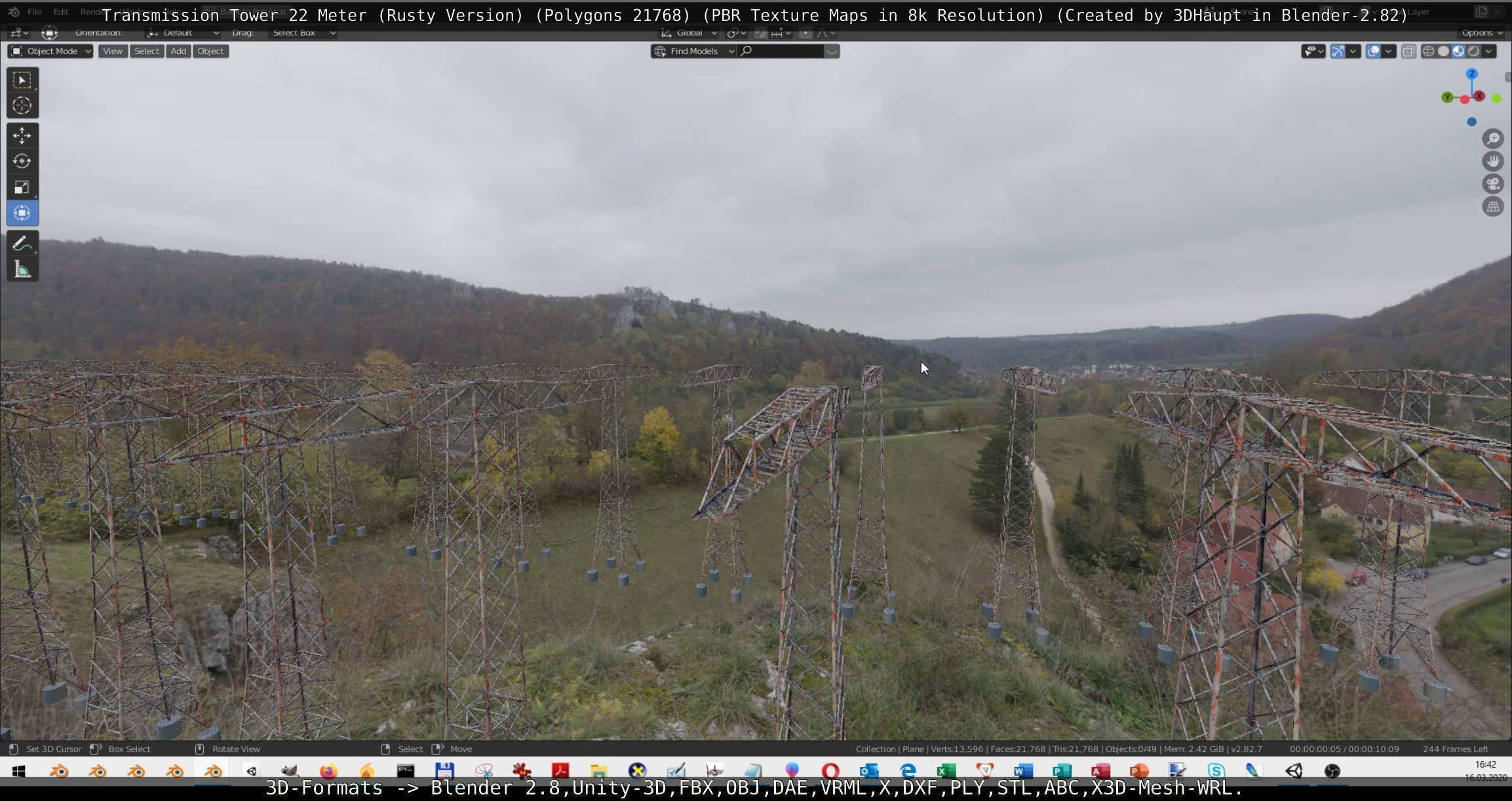 Transmission Tower 22 Meter Rusty Version Low-poly 3D model_75