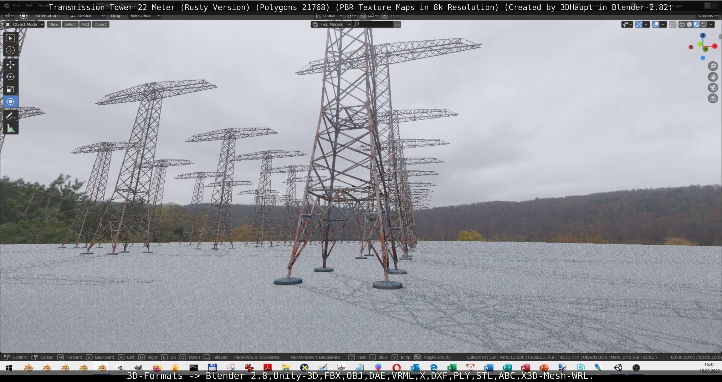 Transmission Tower 22 Meter Rusty Version Low-poly 3D model_50