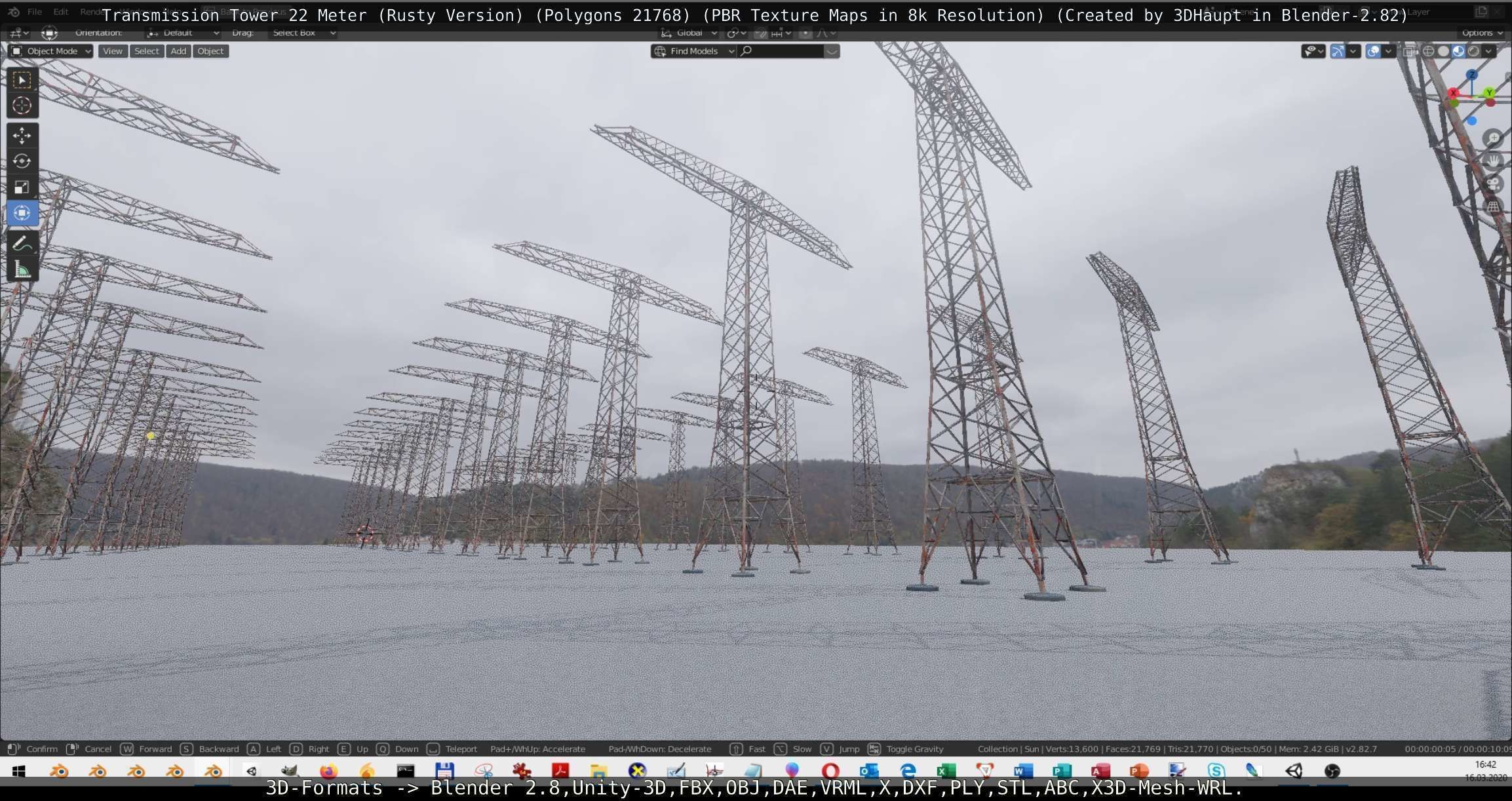 Transmission Tower 22 Meter Rusty Version Low-poly 3D model_65