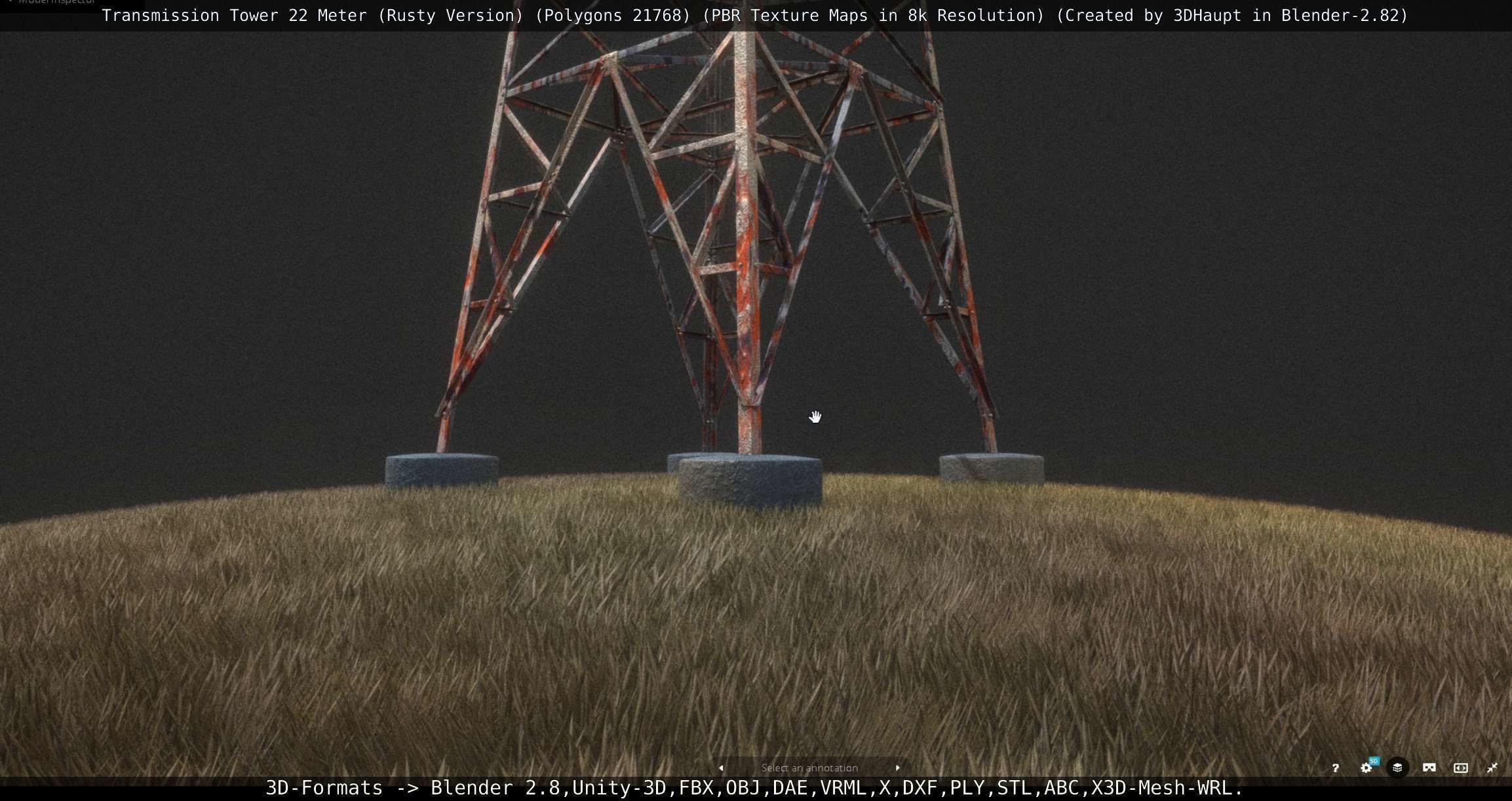 Transmission Tower 22 Meter Rusty Version Low-poly 3D model_143