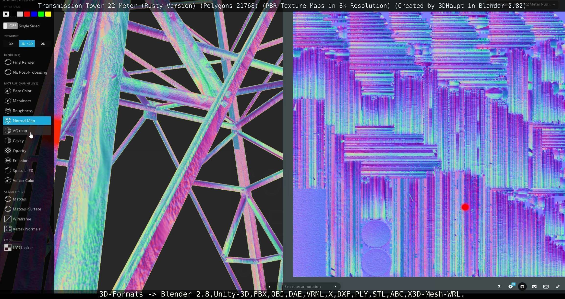 Transmission Tower 22 Meter Rusty Version Low-poly 3D model_135