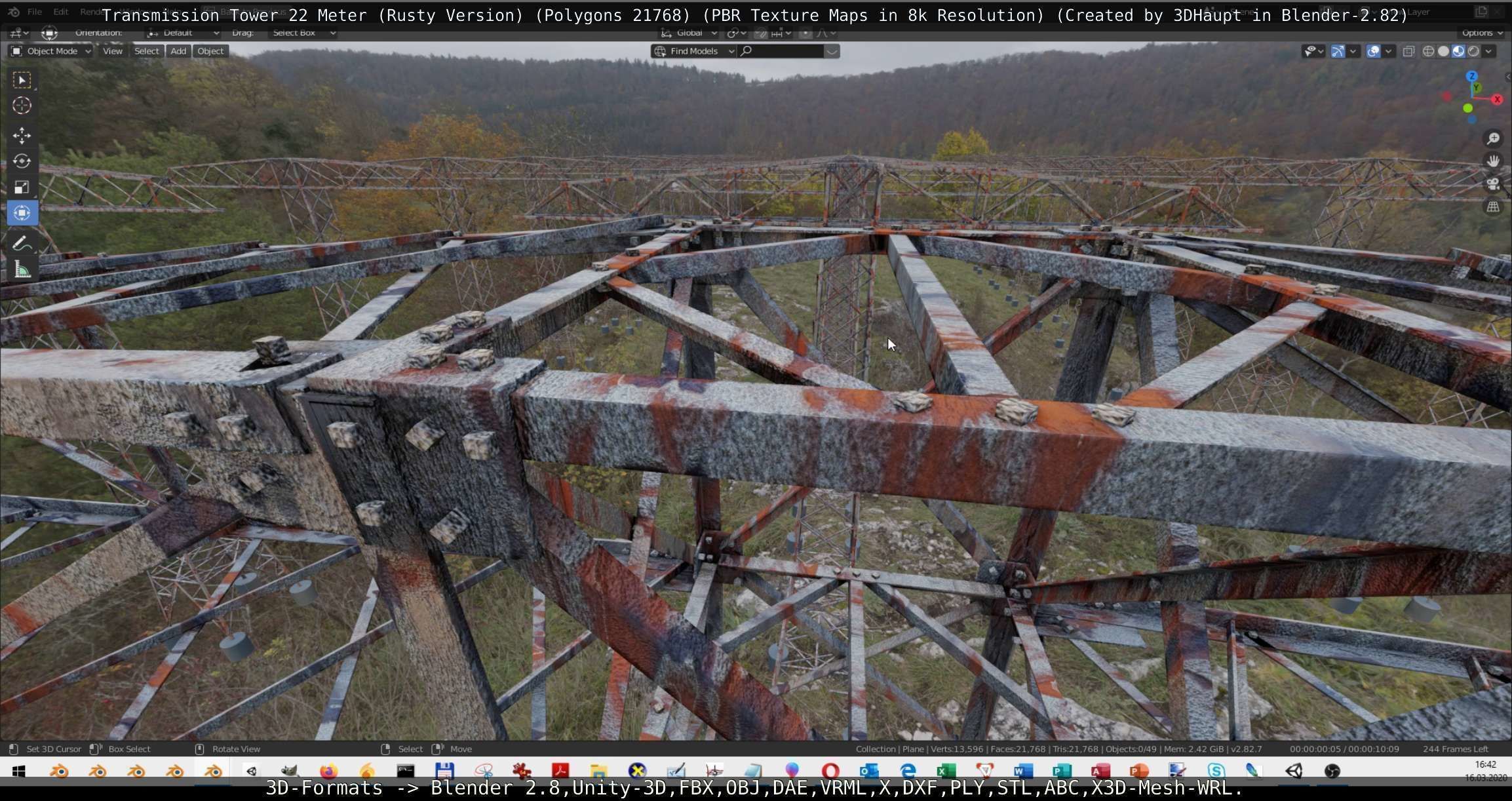 Transmission Tower 22 Meter Rusty Version Low-poly 3D model_129