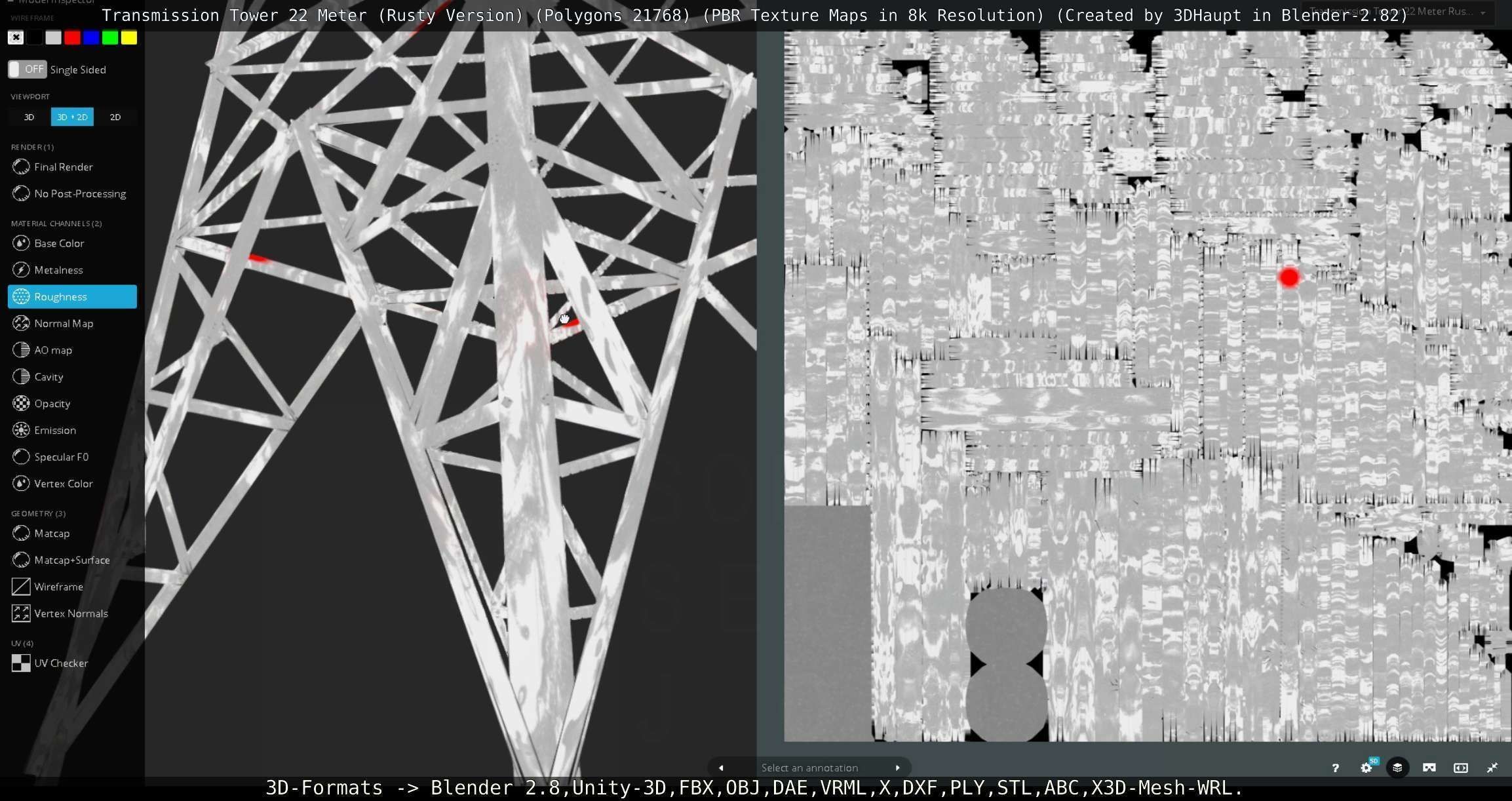 Transmission Tower 22 Meter Rusty Version Low-poly 3D model_128