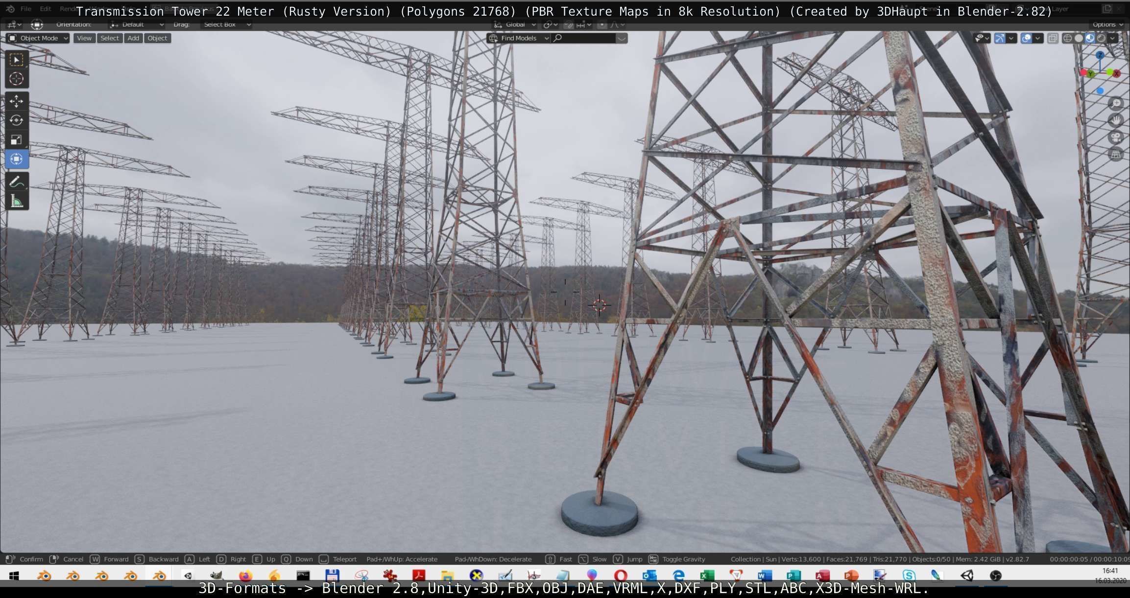 Transmission Tower 22 Meter Rusty Version Low-poly 3D model_42