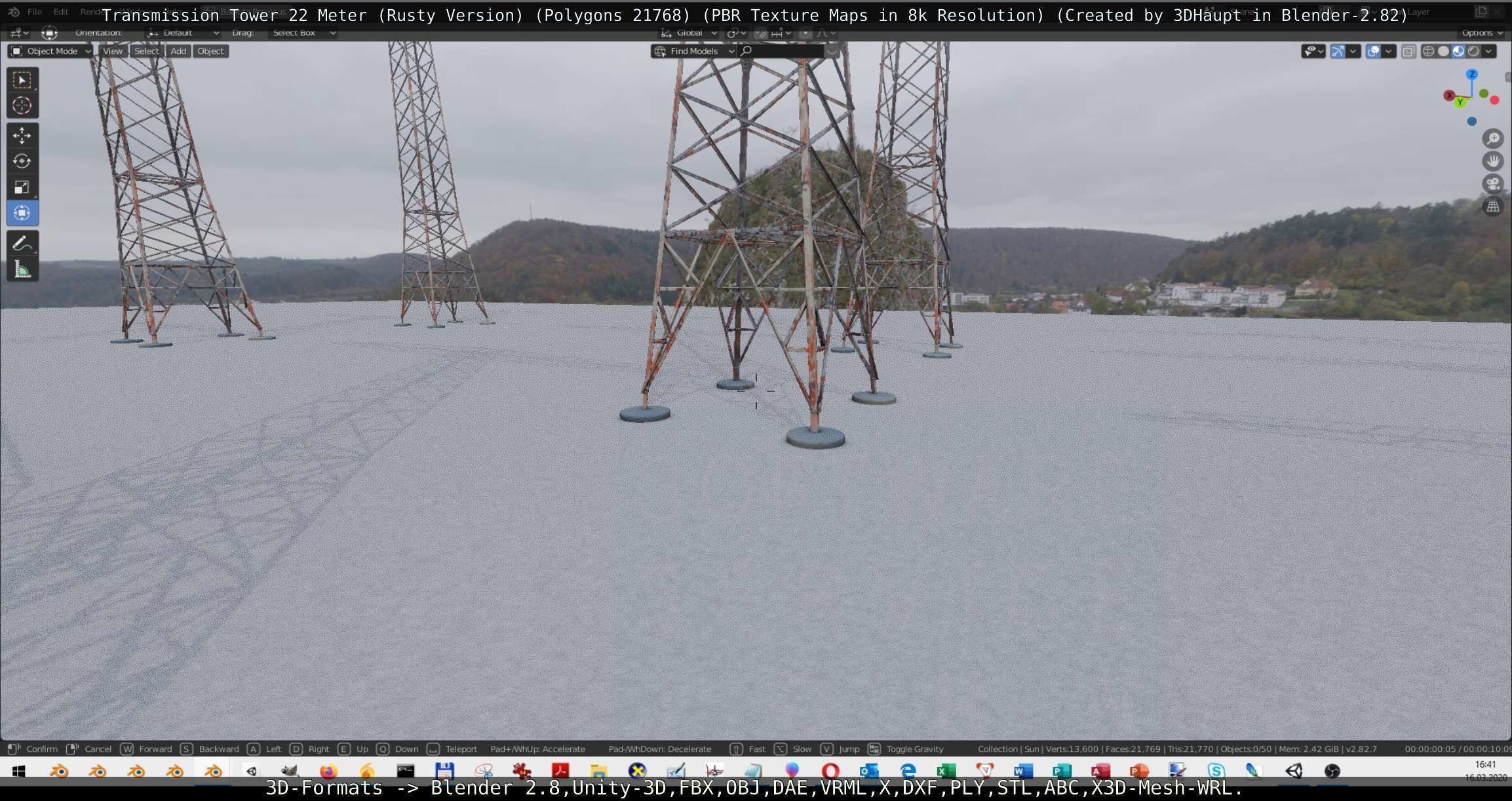 Transmission Tower 22 Meter Rusty Version Low-poly 3D model_47