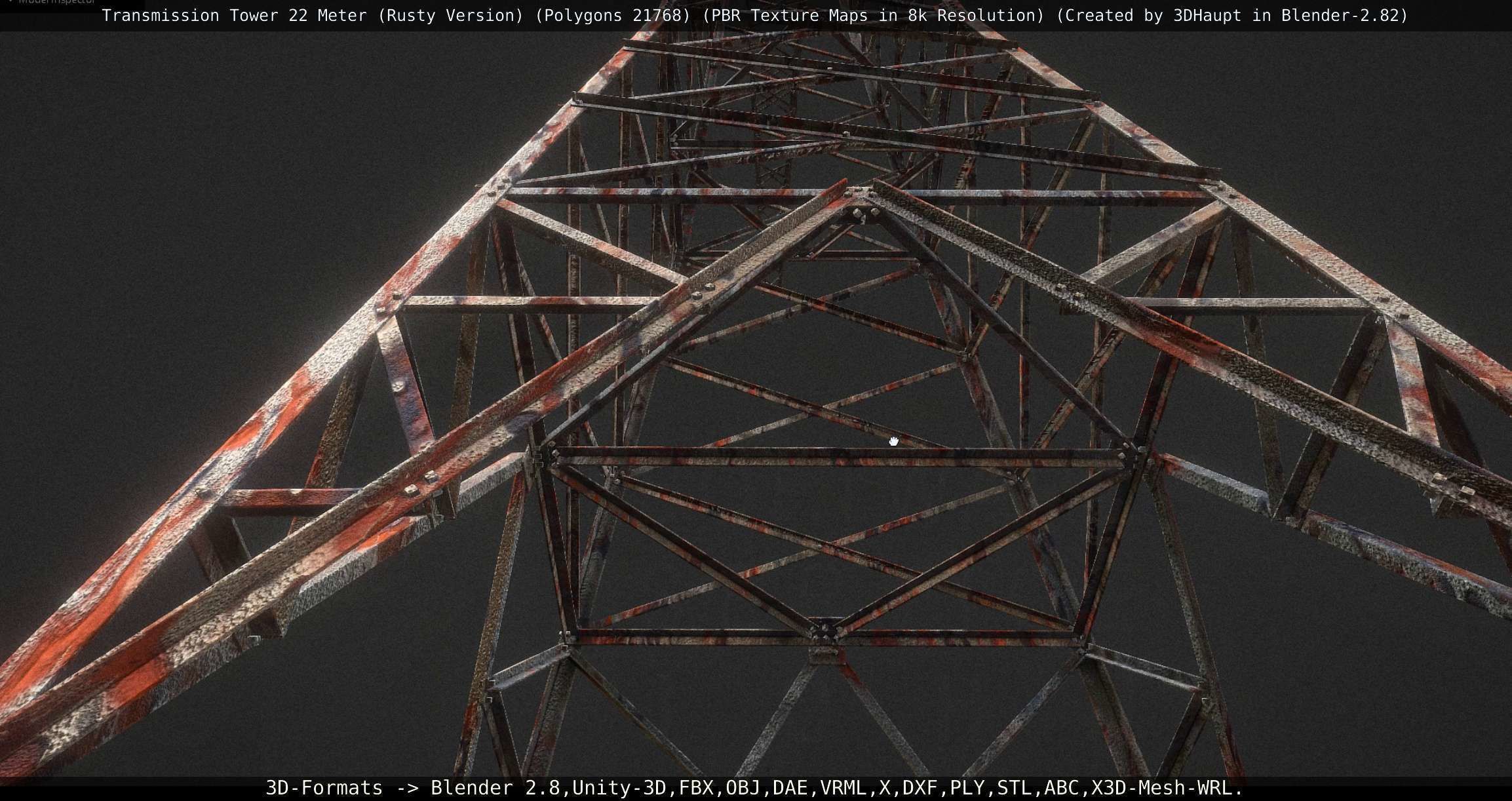 Transmission Tower 22 Meter Rusty Version Low-poly 3D model_20