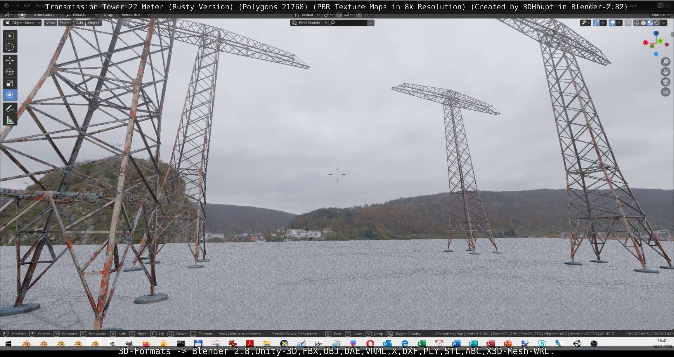 Transmission Tower 22 Meter Rusty Version Low-poly 3D model_43