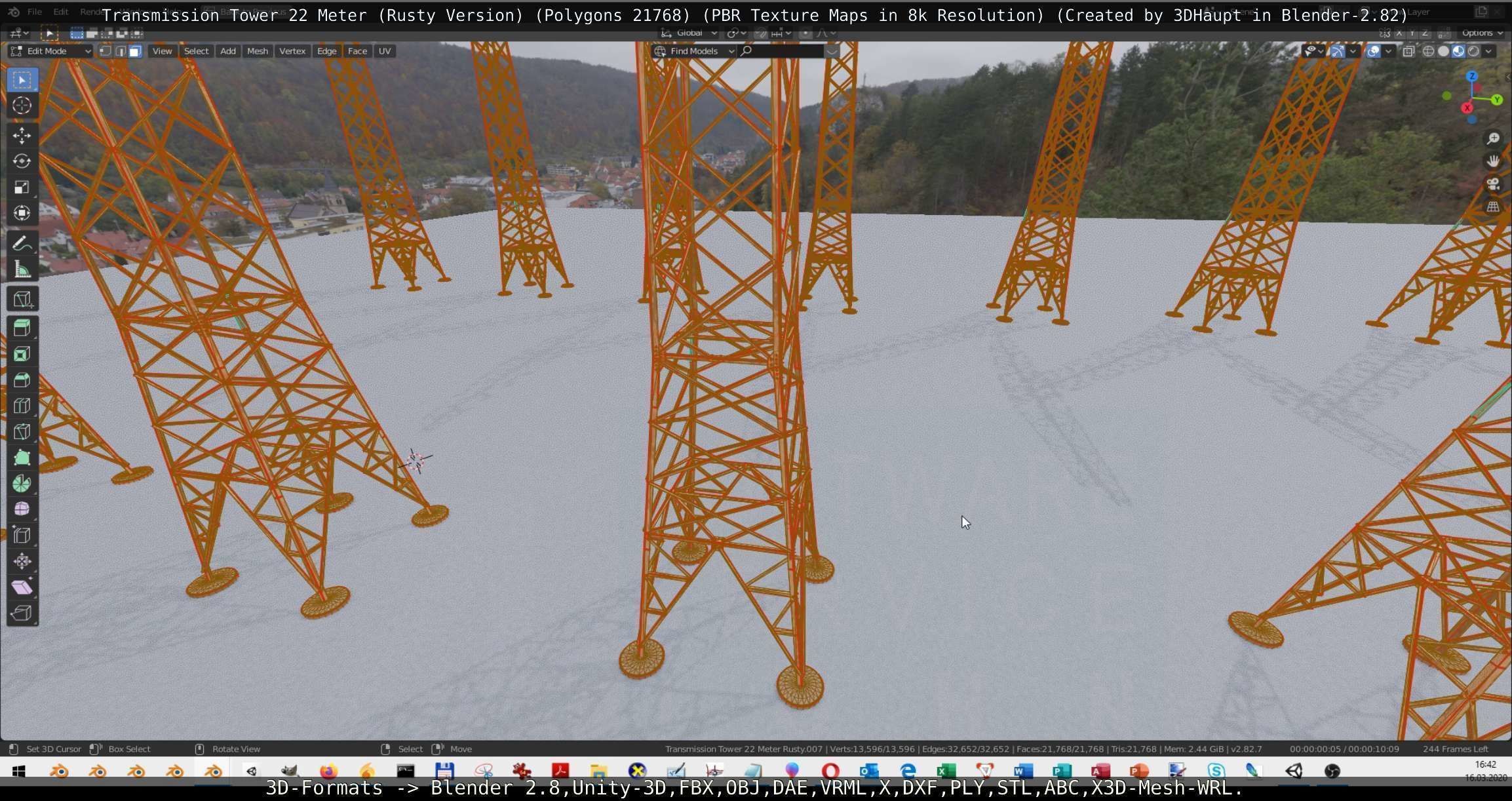 Transmission Tower 22 Meter Rusty Version Low-poly 3D model_110
