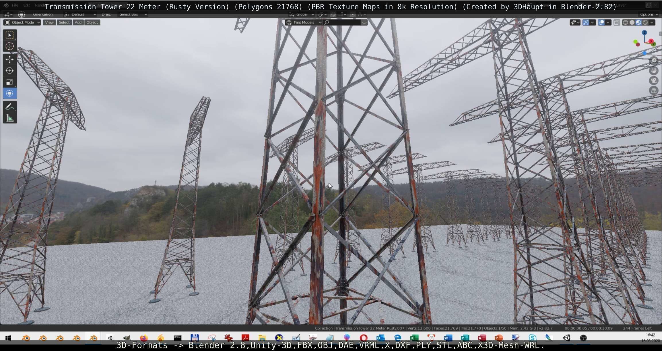 Transmission Tower 22 Meter Rusty Version Low-poly 3D model_54