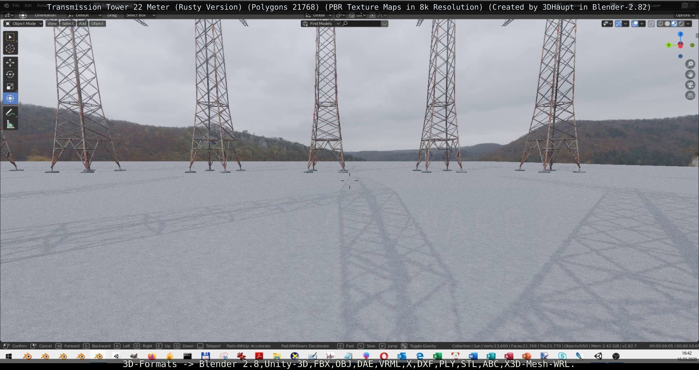 Transmission Tower 22 Meter Rusty Version Low-poly 3D model_56