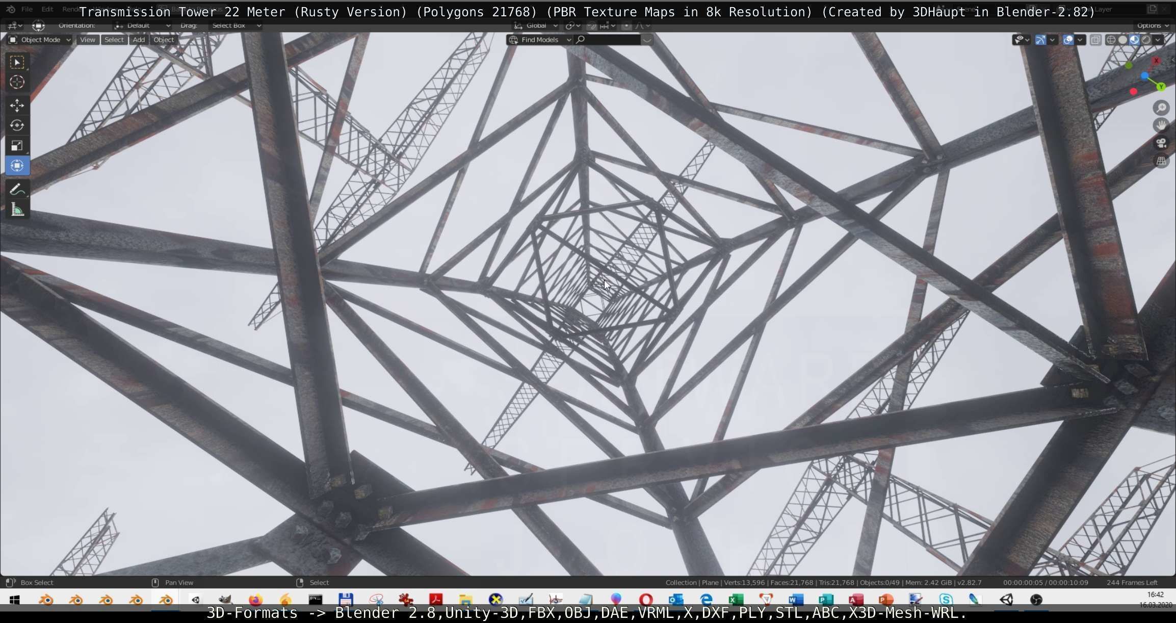 Transmission Tower 22 Meter Rusty Version Low-poly 3D model_108