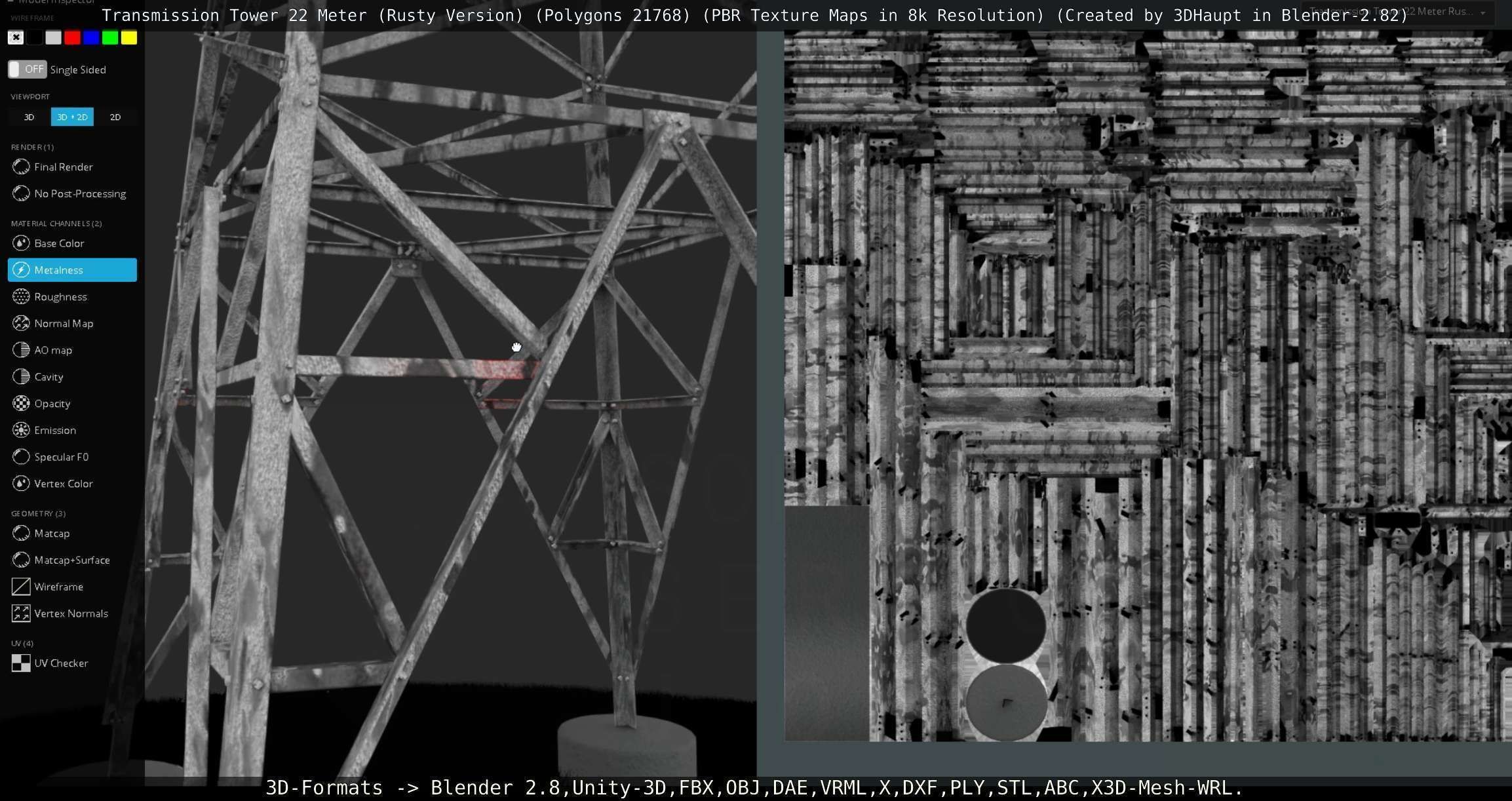 Transmission Tower 22 Meter Rusty Version Low-poly 3D model_125