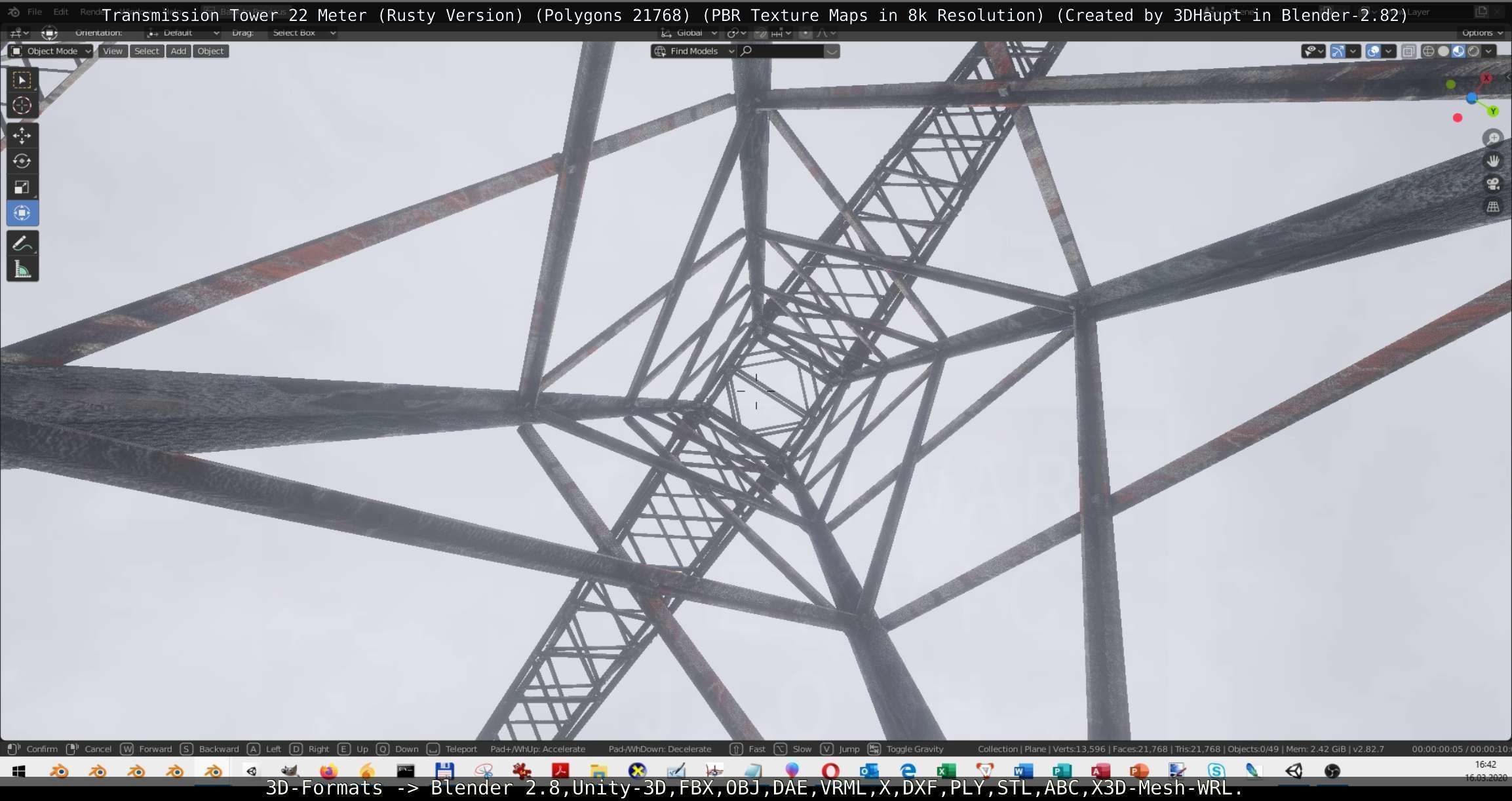 Transmission Tower 22 Meter Rusty Version Low-poly 3D model_119