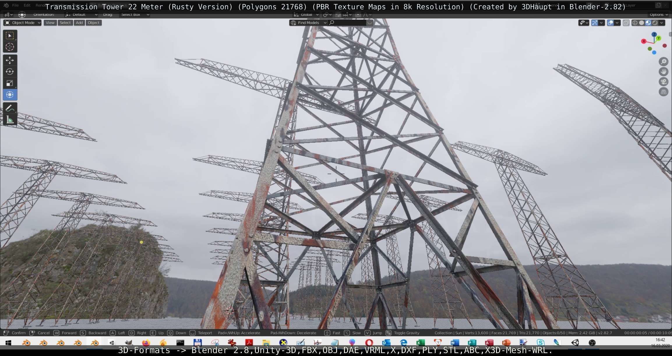 Transmission Tower 22 Meter Rusty Version Low-poly 3D model_74