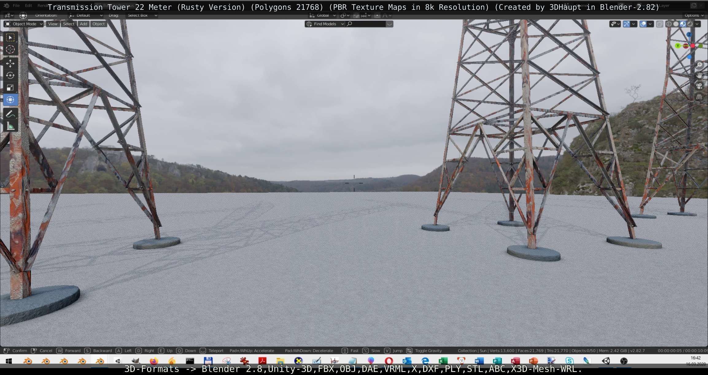 Transmission Tower 22 Meter Rusty Version Low-poly 3D model_49
