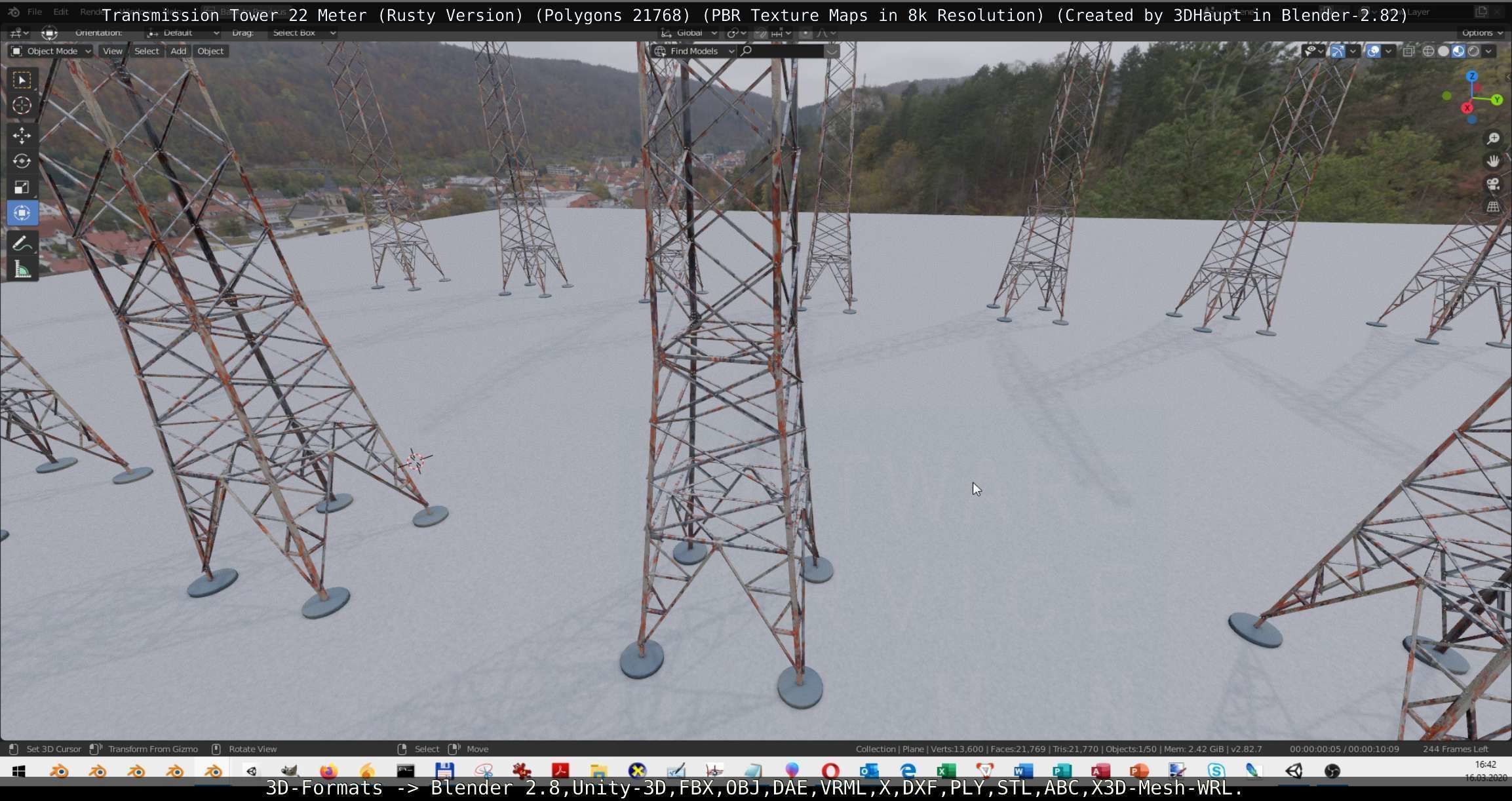 Transmission Tower 22 Meter Rusty Version Low-poly 3D model_34