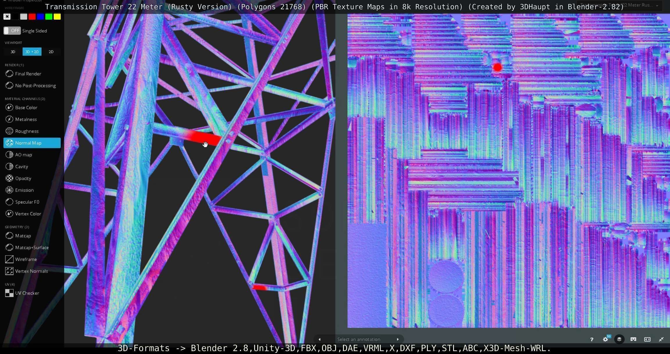 Transmission Tower 22 Meter Rusty Version Low-poly 3D model_130
